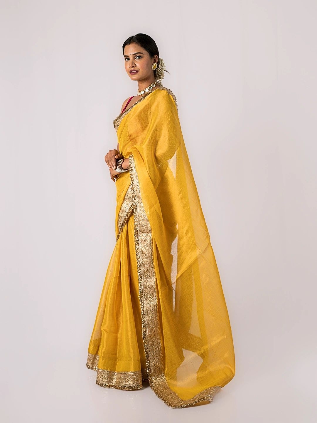 Maharani Signature Yellow Silk Saree