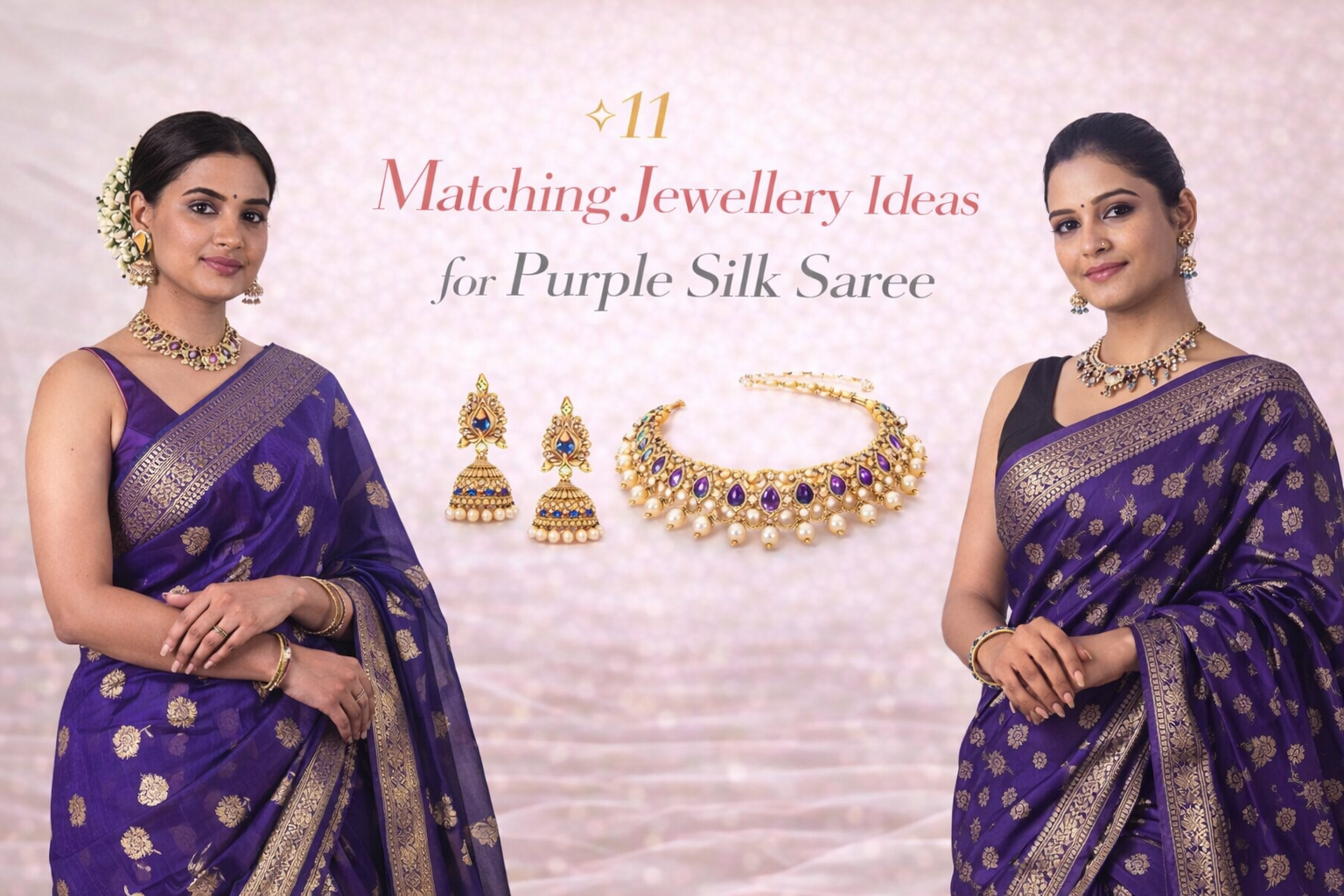 11 Matching Jewellery Ideas for Purple Silk Saree