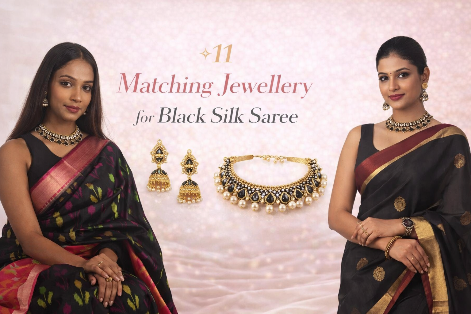 11 Matching Jewellery Ideas for Black Silk Saree