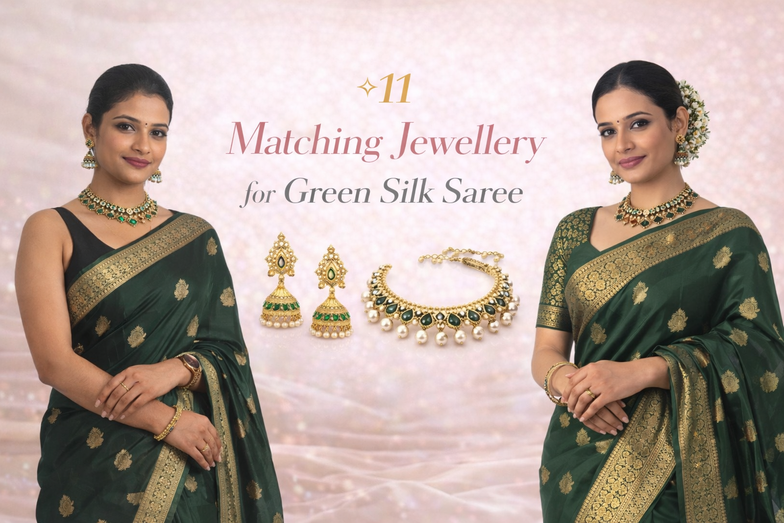 11 Matching Jewellery Ideas for Green Silk Saree