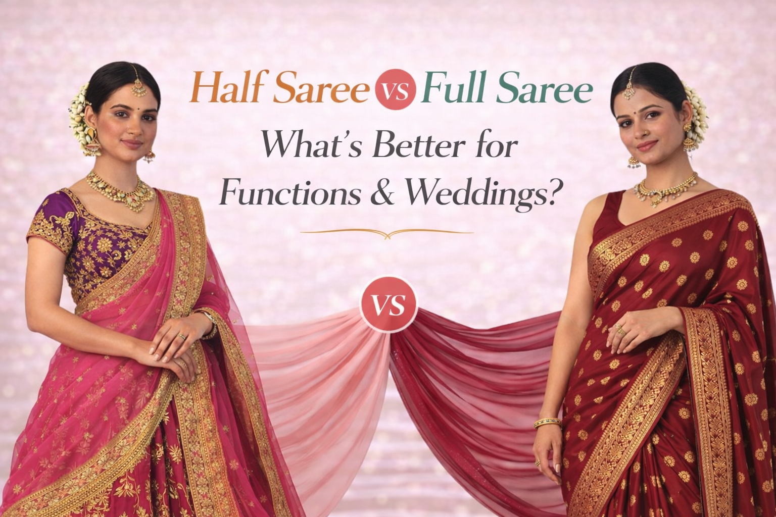 Half Saree vs Full Saree: What’s Better for Functions &amp; Weddings?