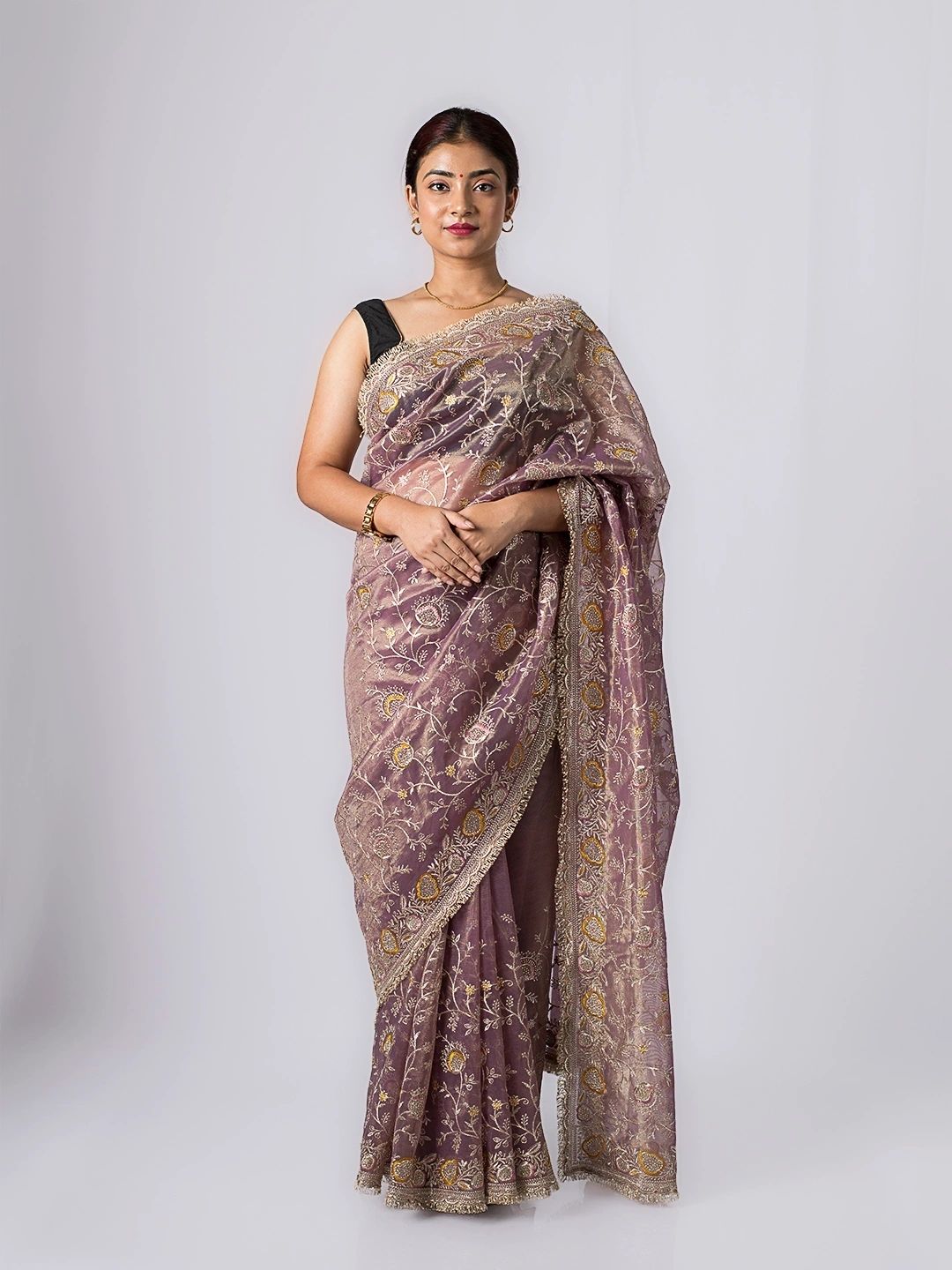 Maharani Royal Orchid Gold Tissue Silk Saree