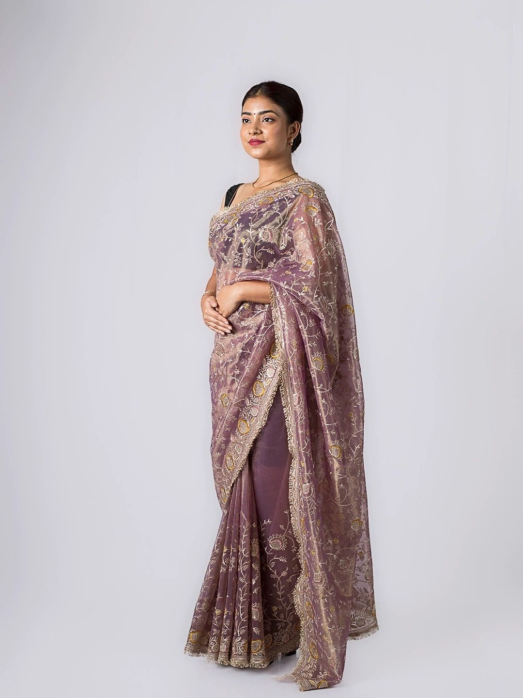 Maharani Royal Orchid Gold Tissue Silk Saree