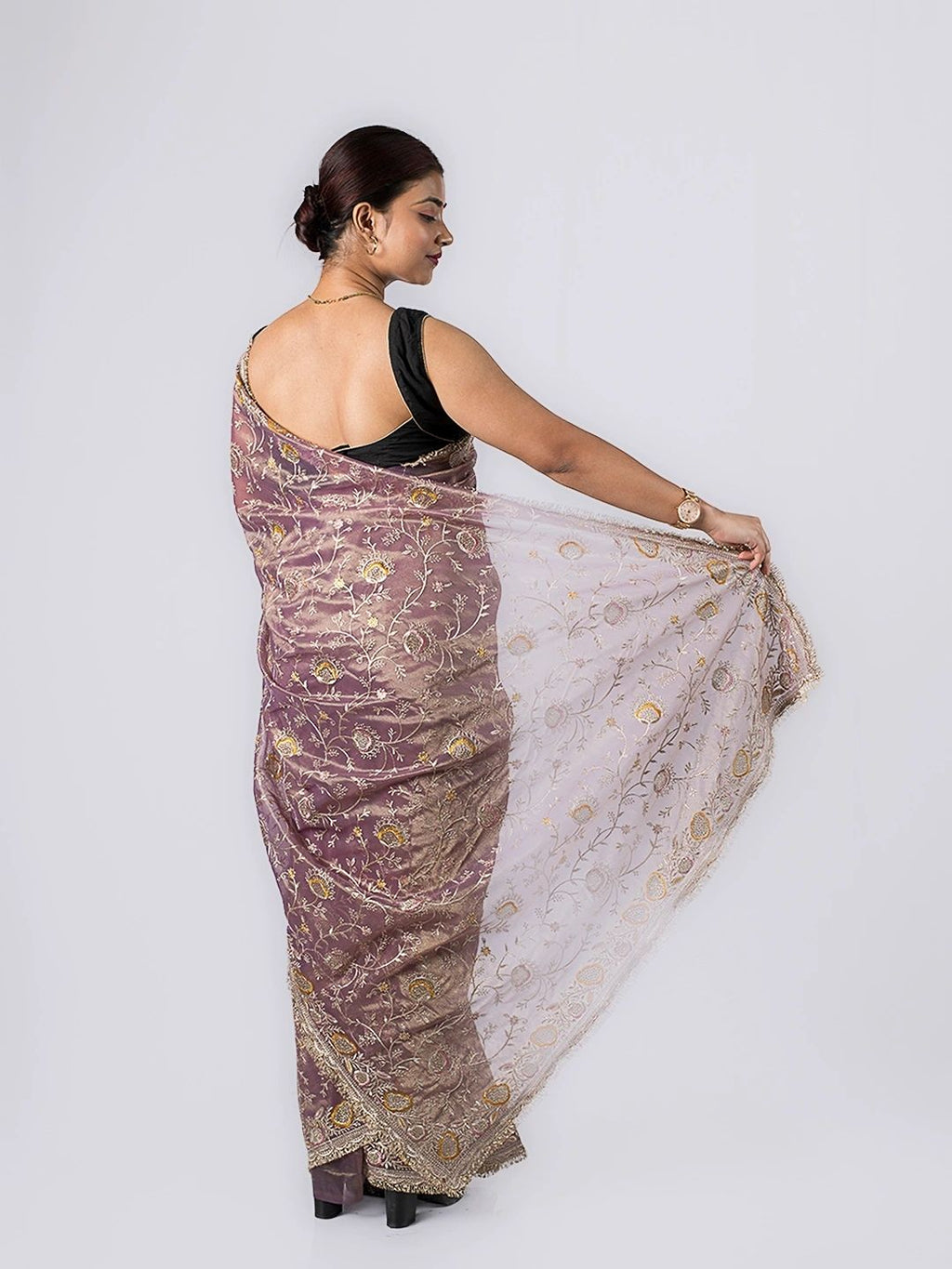 Maharani Royal Orchid Gold Tissue Silk Saree