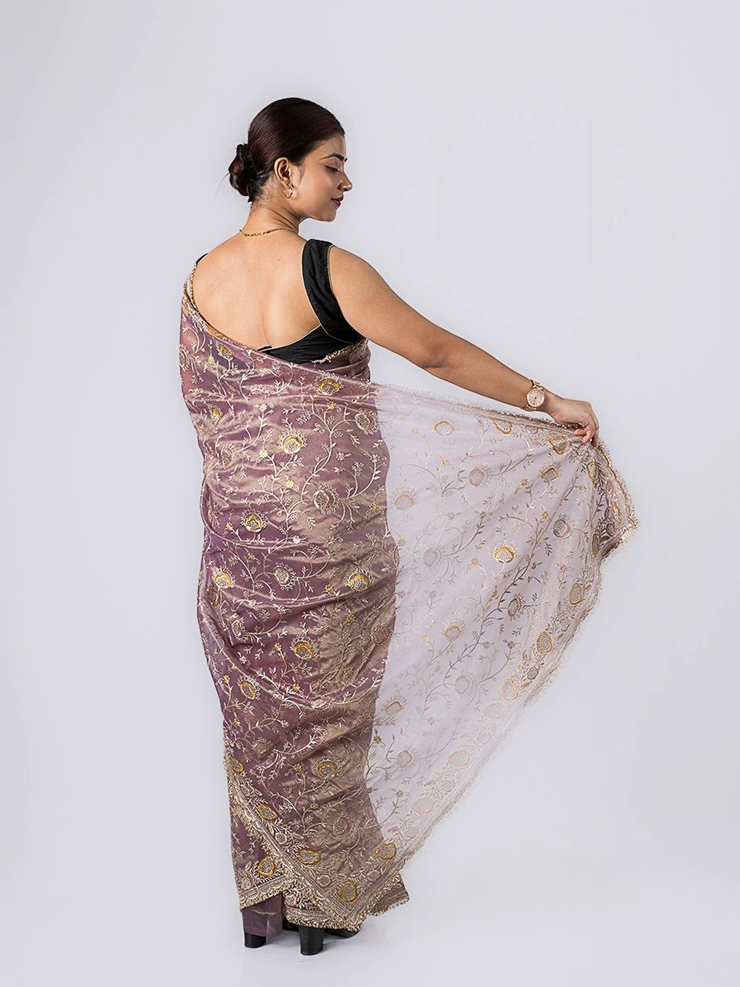 Maharani Royal Orchid Gold Tissue Silk Saree