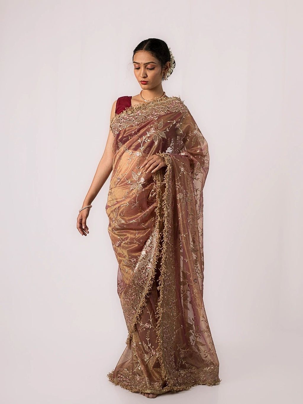 Maharani Sunset Gold Tissue Silk Saree