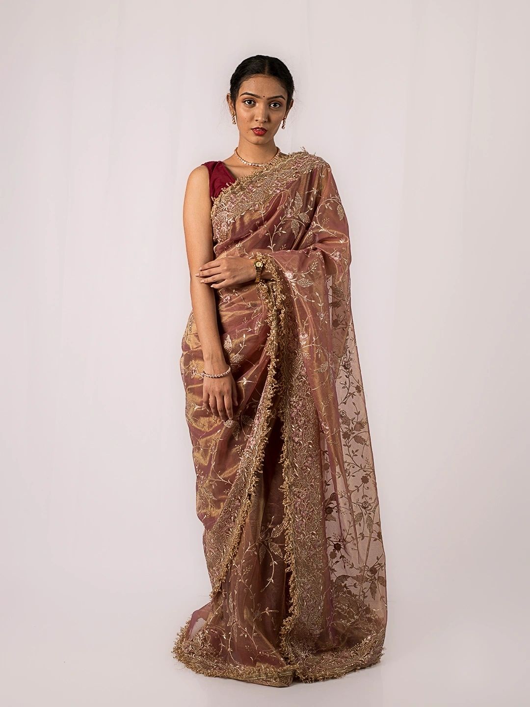 Maharani Sunset Gold Tissue Silk Saree