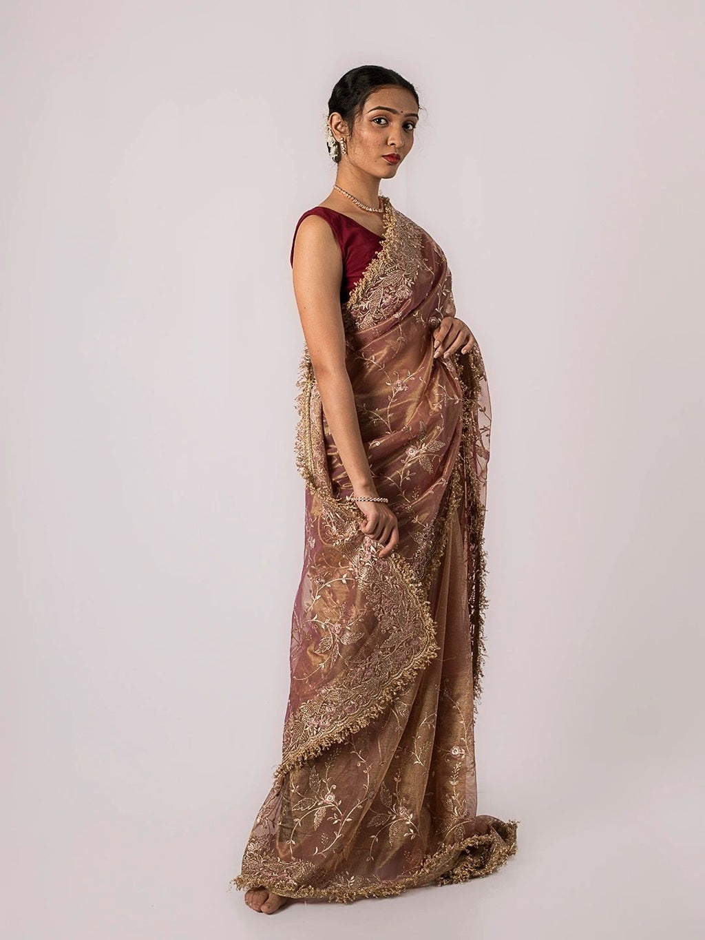 Maharani Sunset Gold Tissue Silk Saree