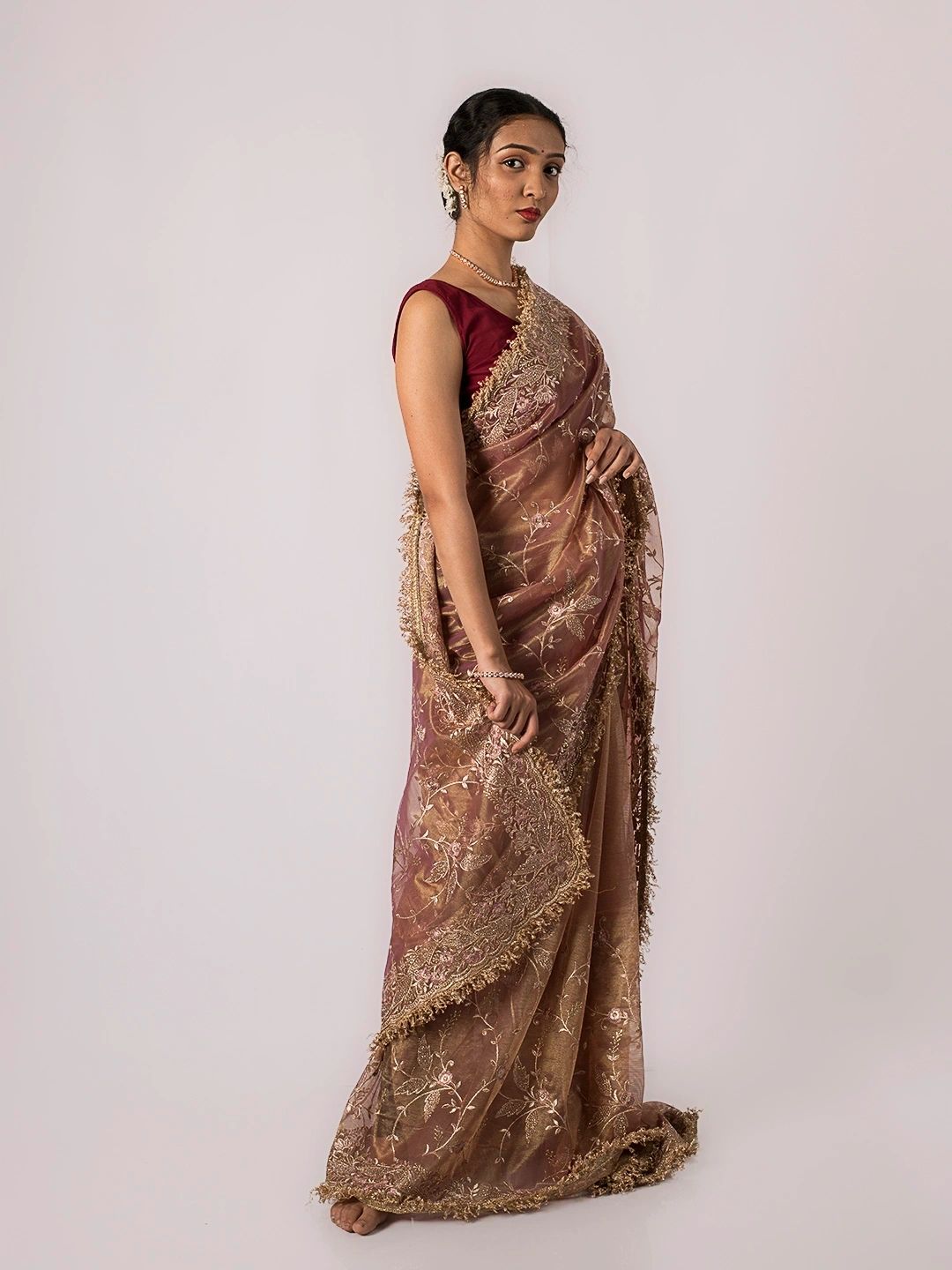 Maharani Sunset Gold Tissue Silk Saree