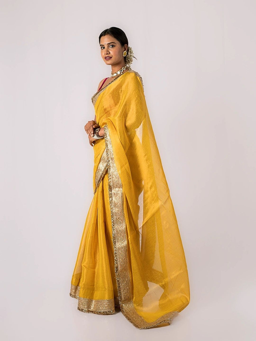 Maharani Signature Yellow Silk Saree