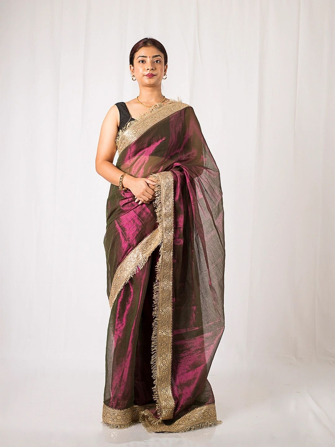 Maharani Royal Amethyst Dhoop Chhao Silk Saree