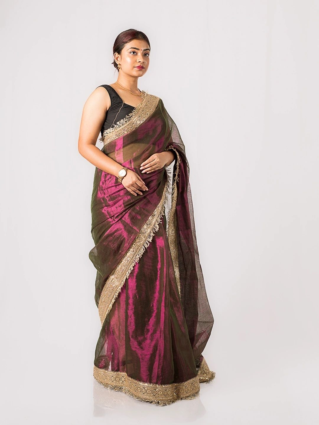Maharani Royal Amethyst Dhoop Chhao Silk Saree