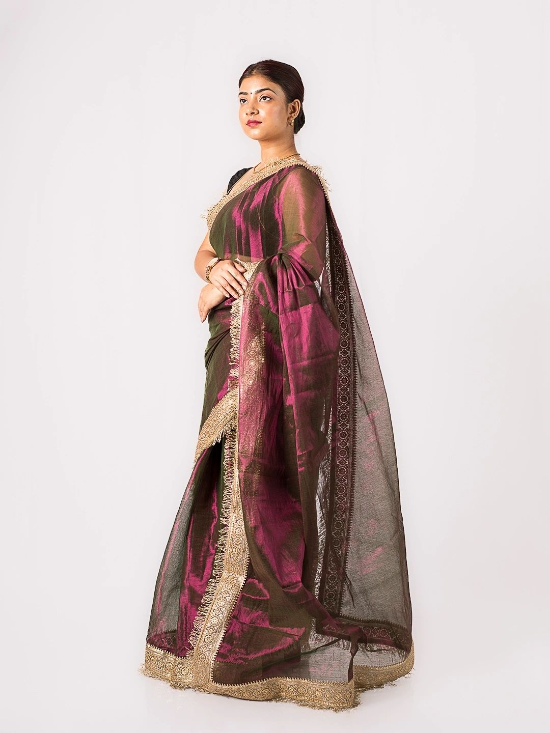 Maharani Royal Amethyst Dhoop Chhao Silk Saree