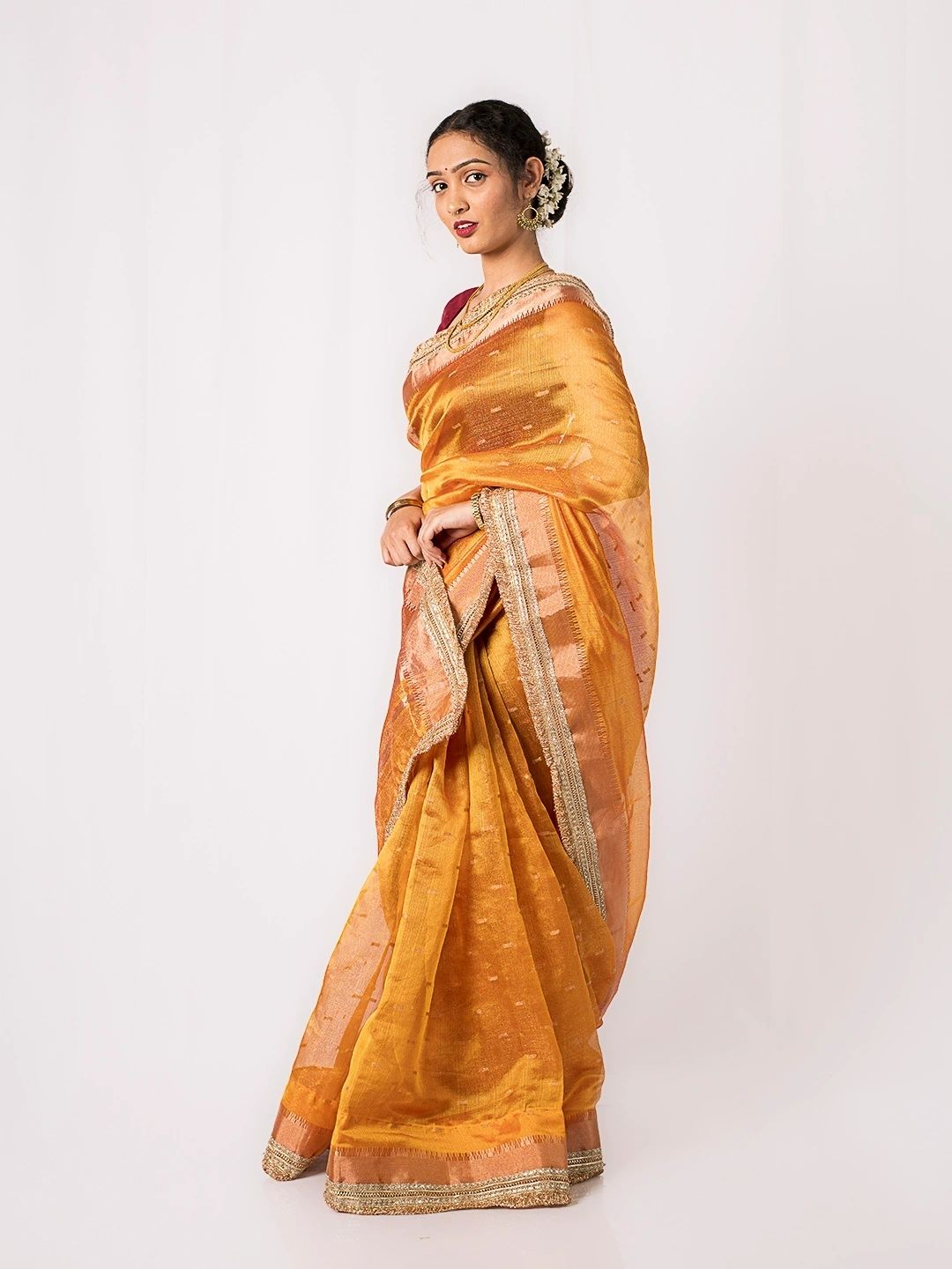 Sunset Glow Tissue Silk Saree