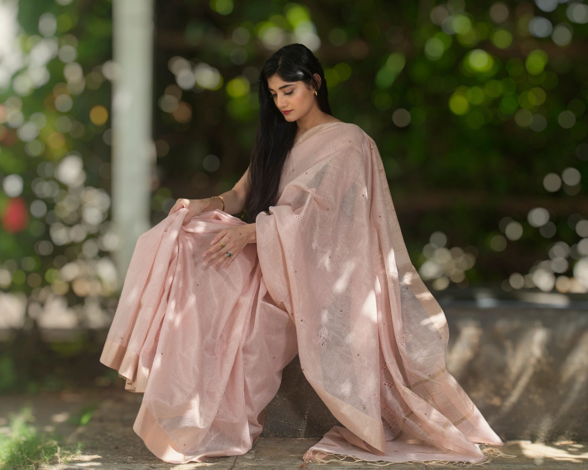 Soft Pink Embellished Saree