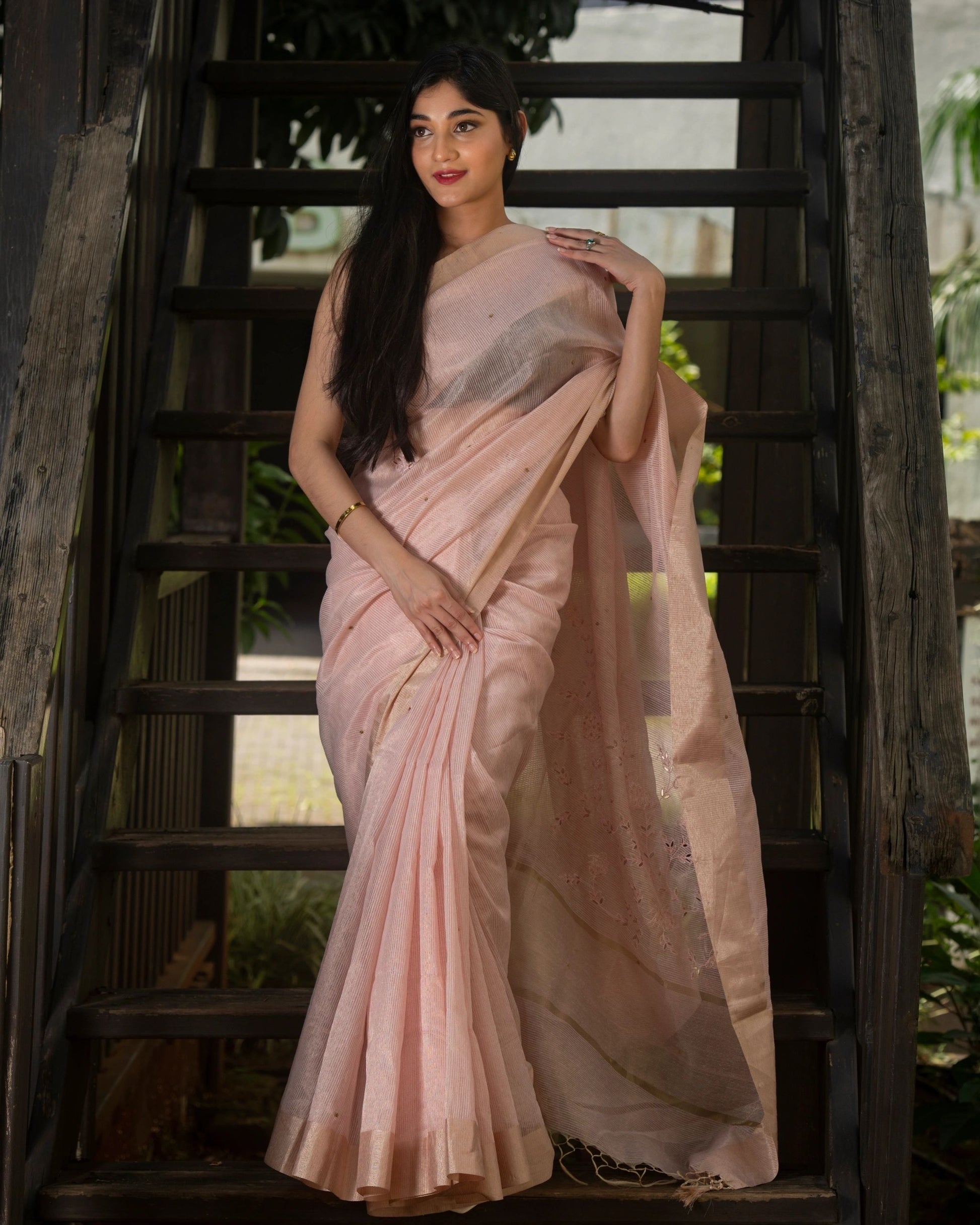 Soft Pink Embellished Saree