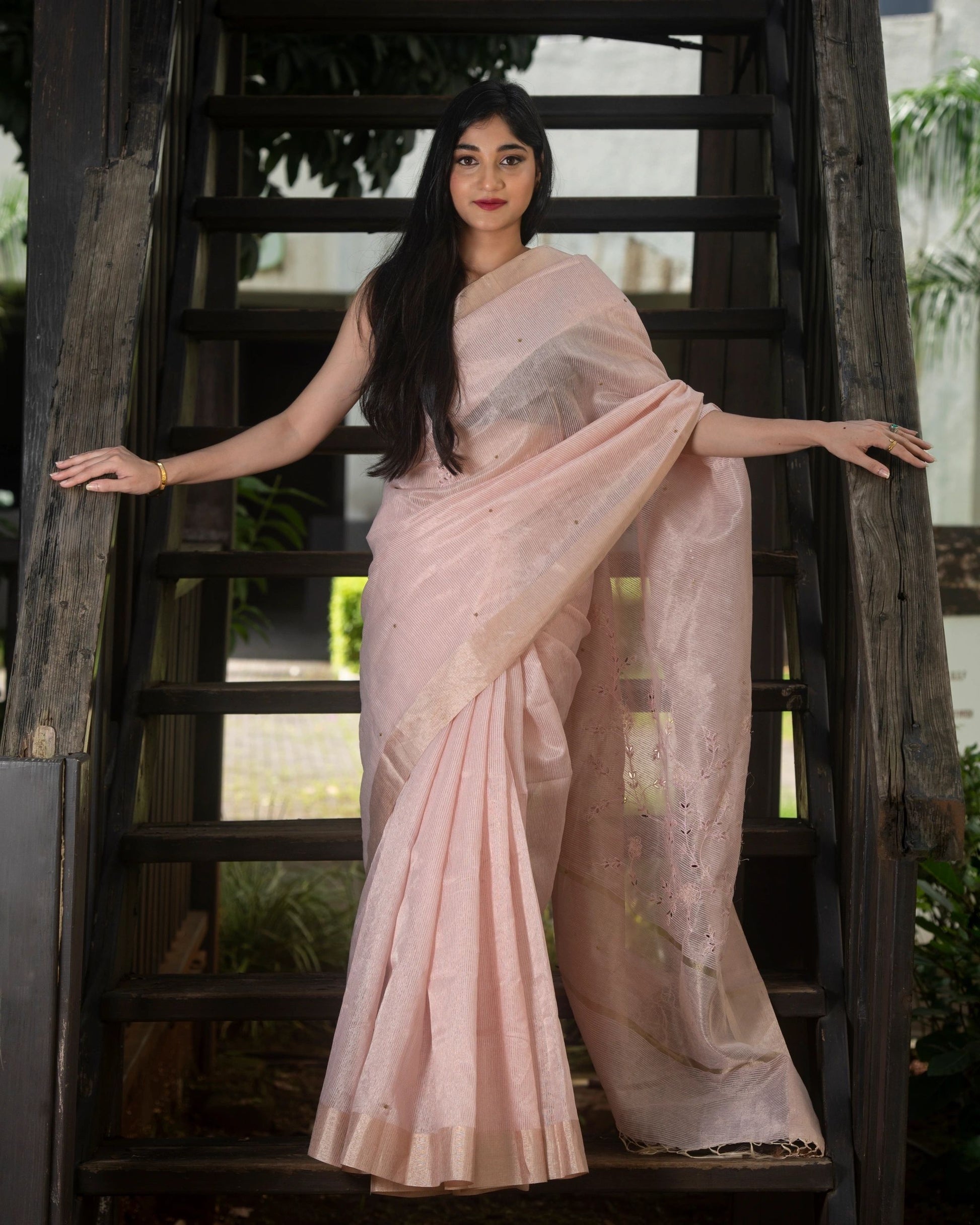 Soft Pink Embellished Saree