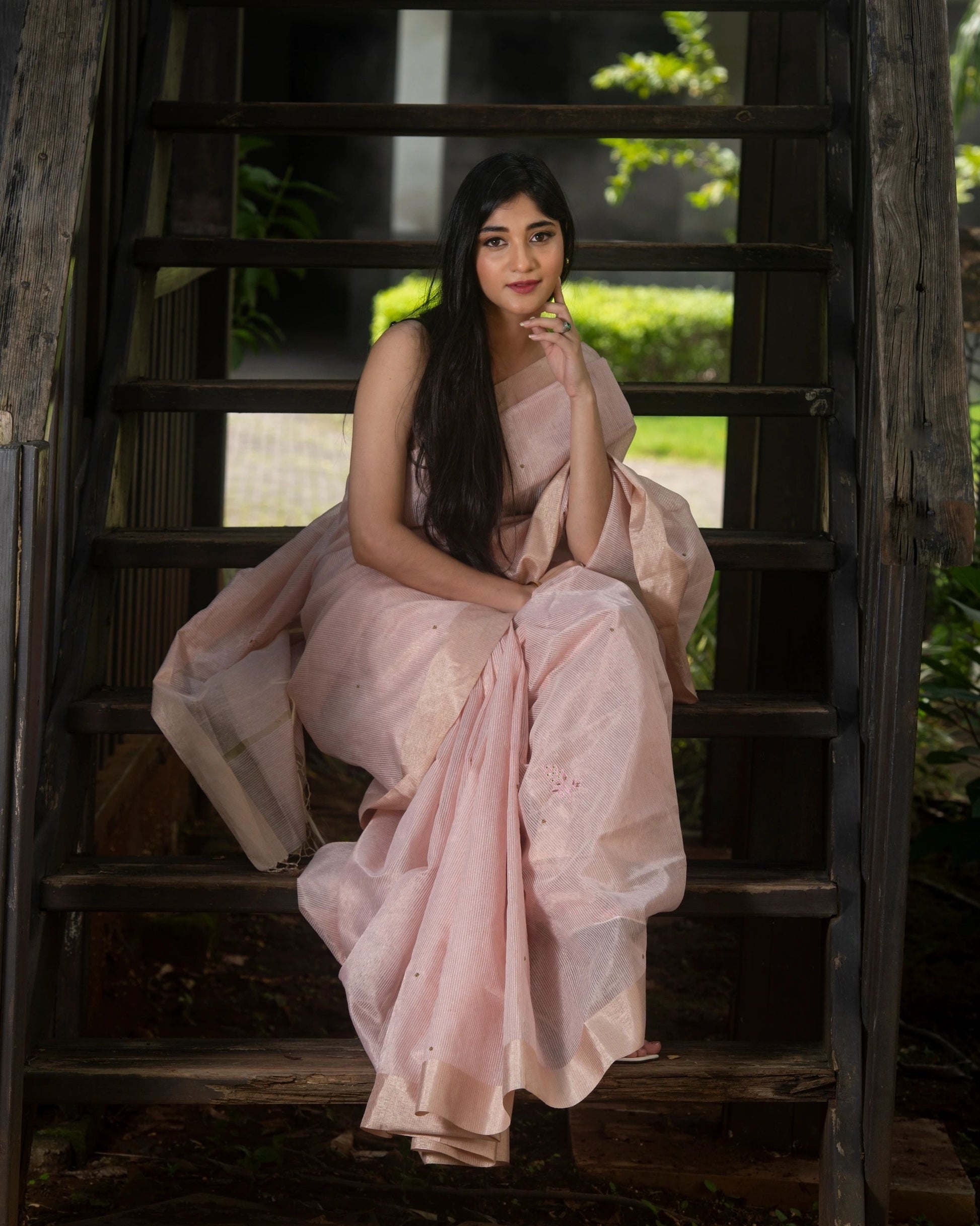 Soft Pink Embellished Saree