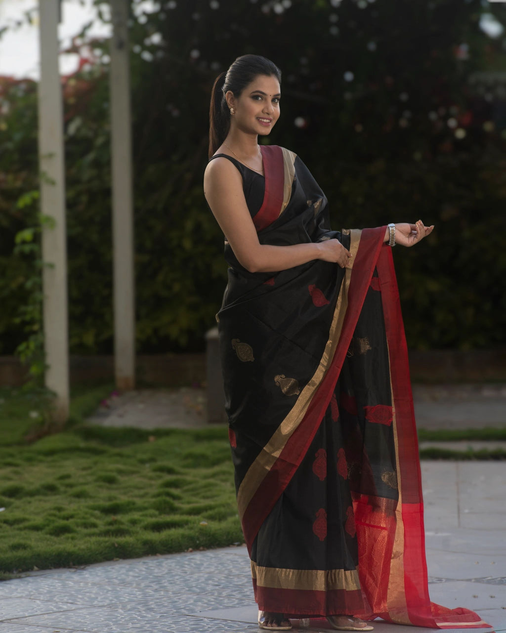 Red and Black Pure Silk