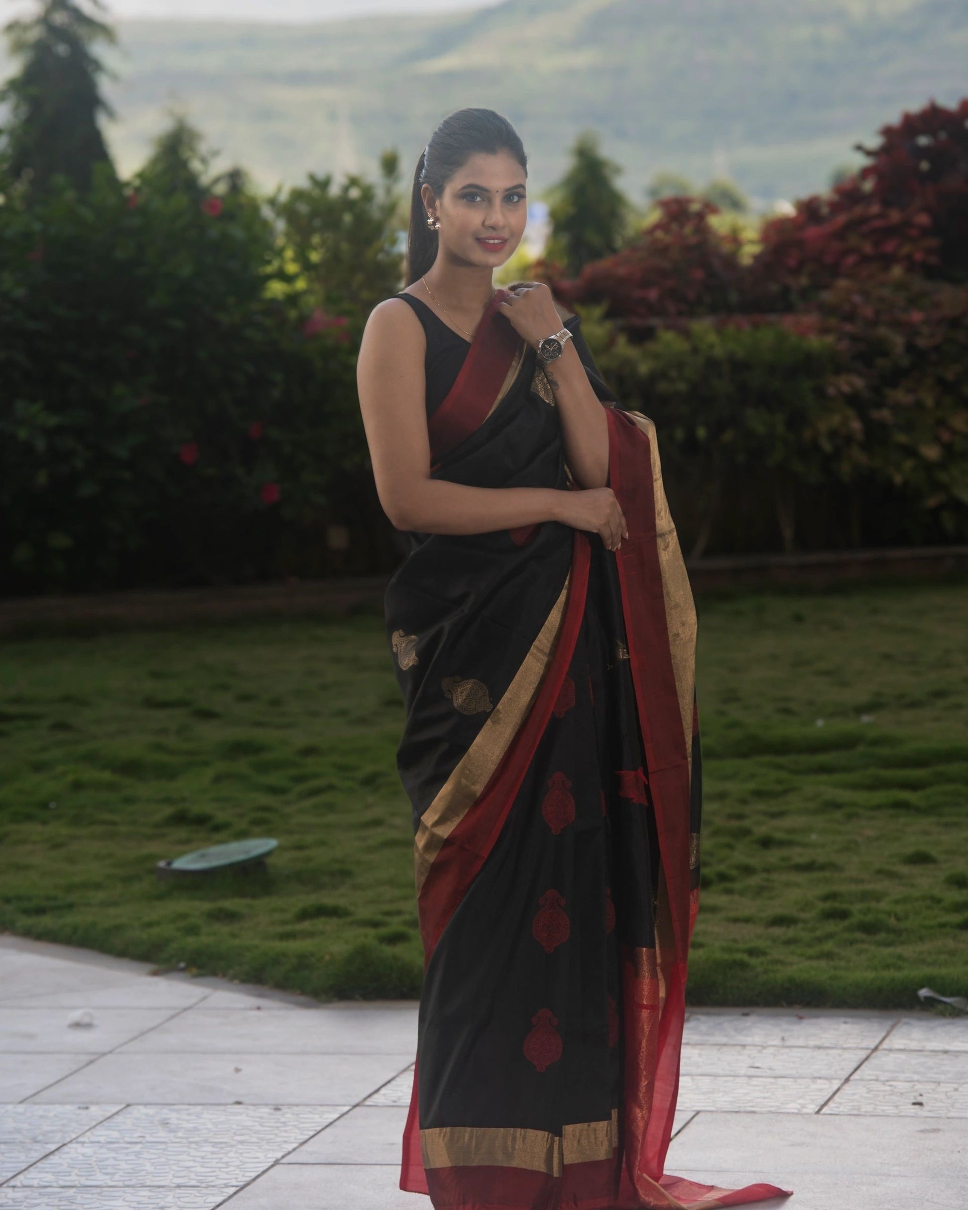 Red and Black Pure Silk