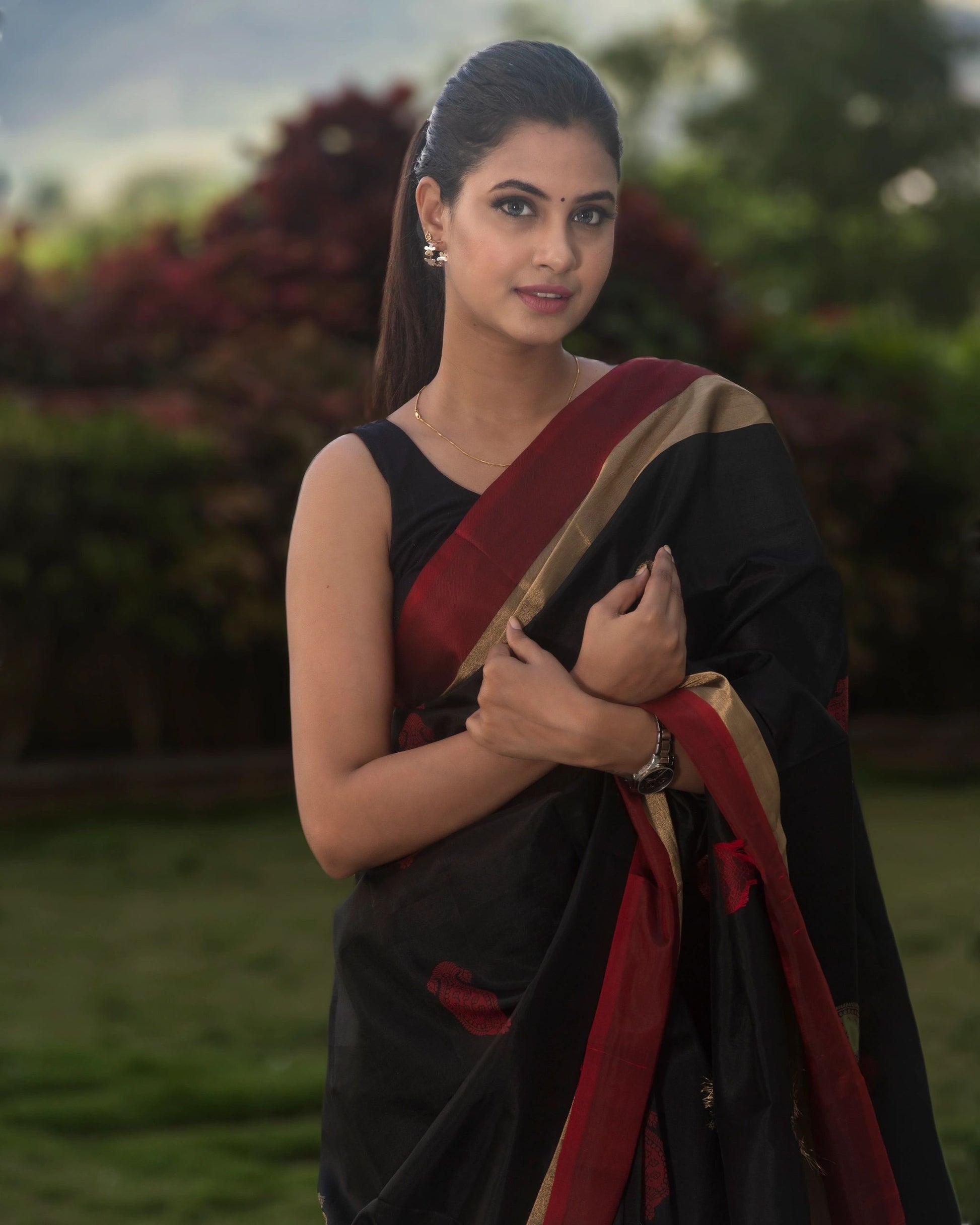 Red and Black Pure Silk