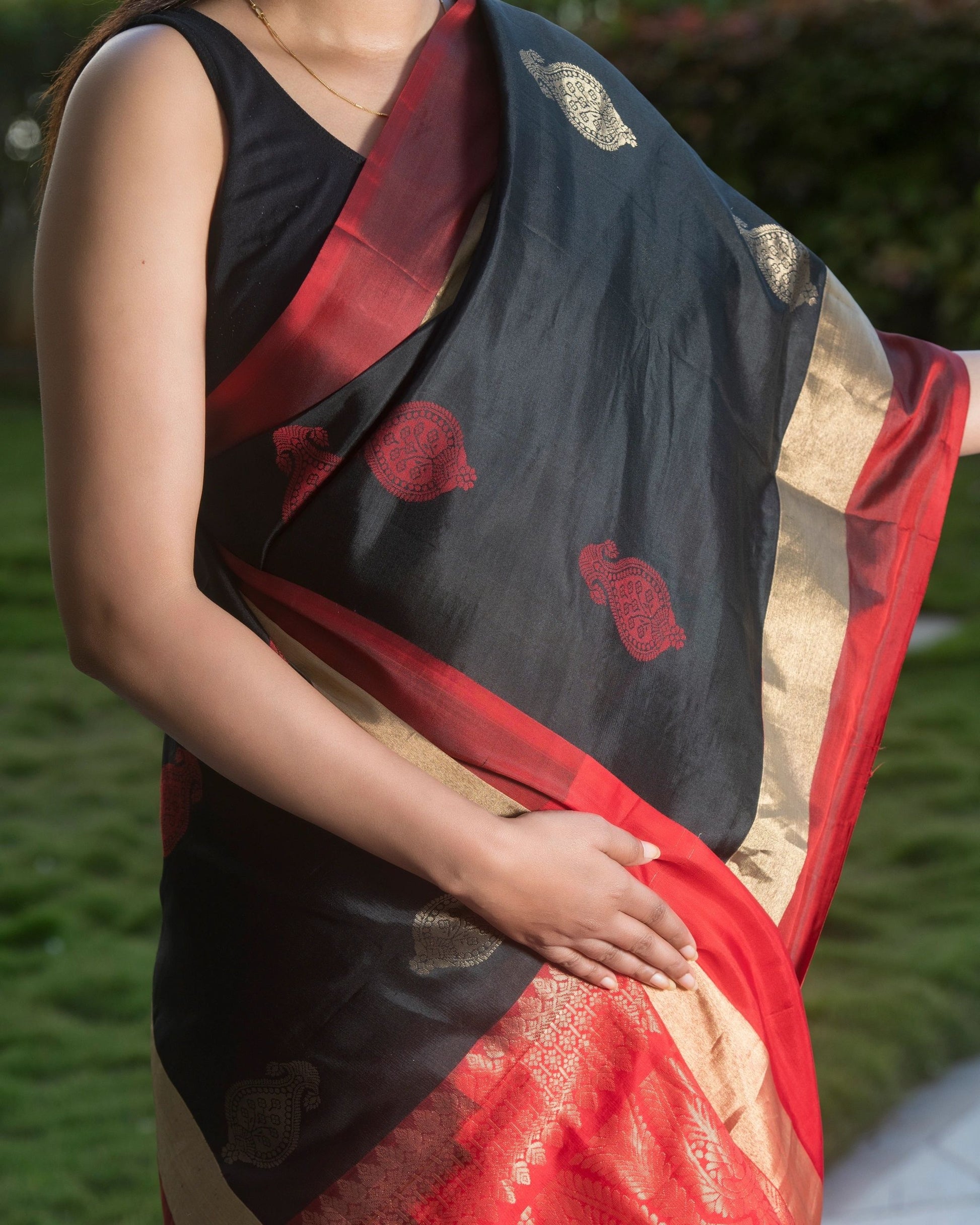 Red and Black Pure Silk