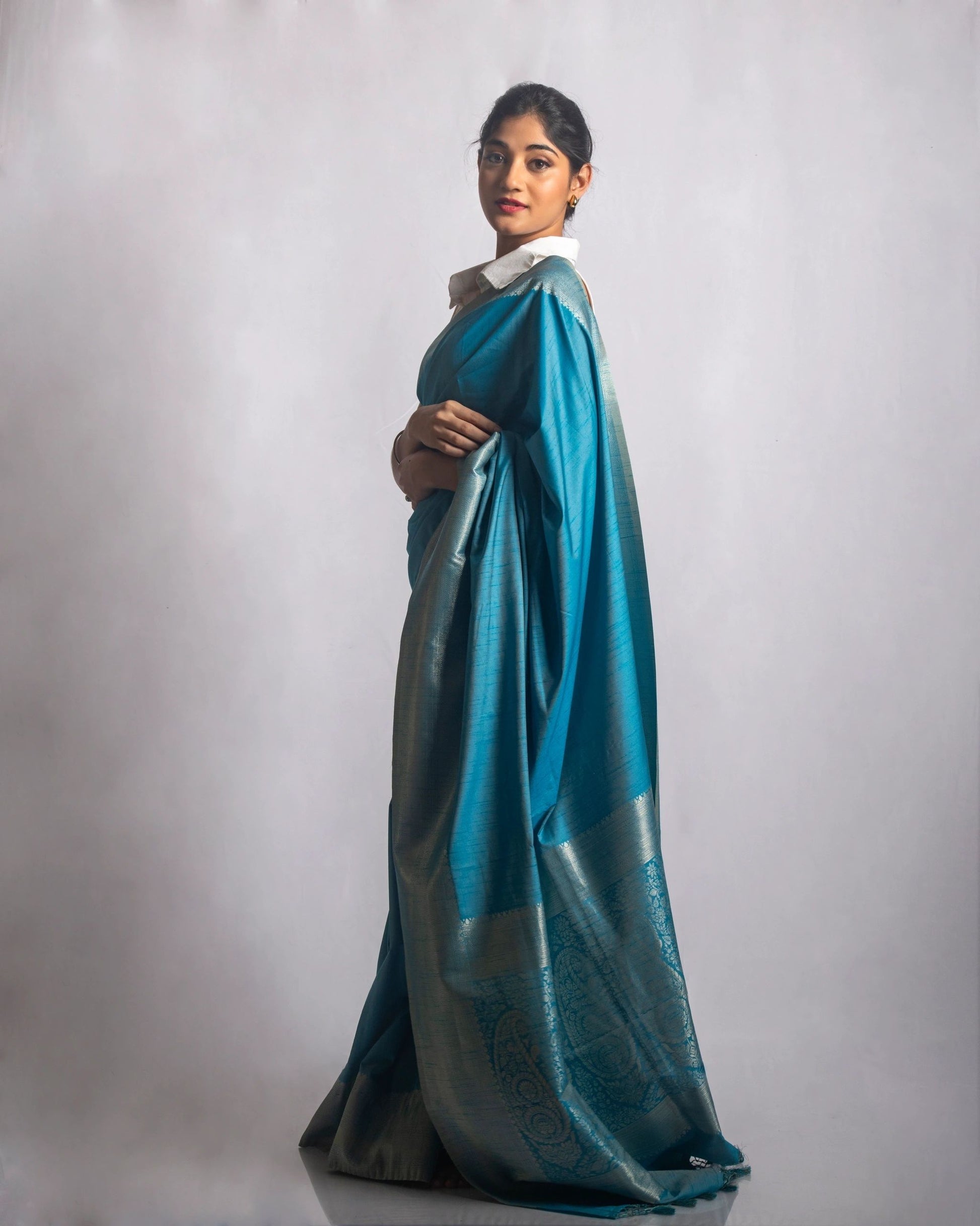 Minimalist Blue Tussar Silk