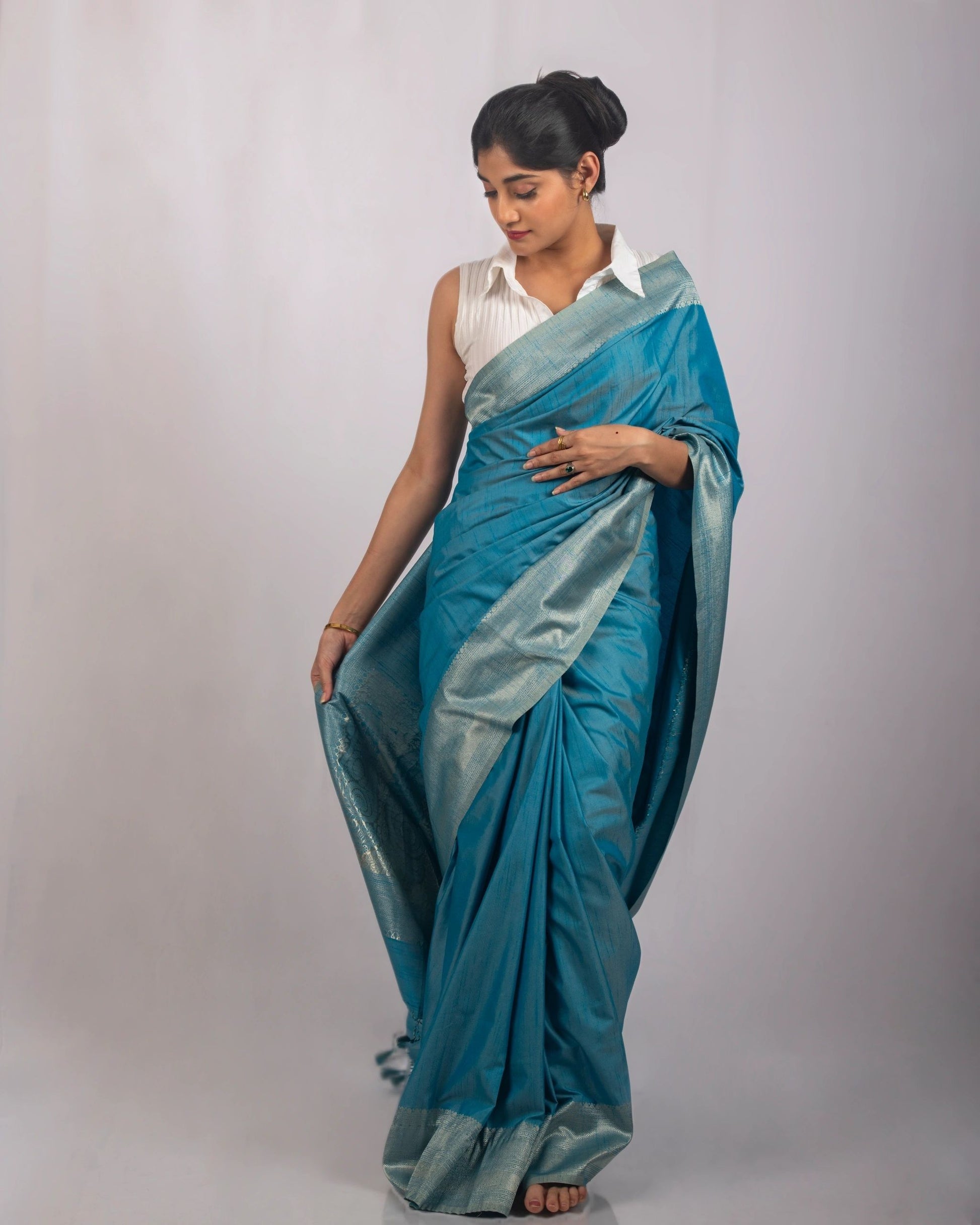 Minimalist Blue Tussar Silk