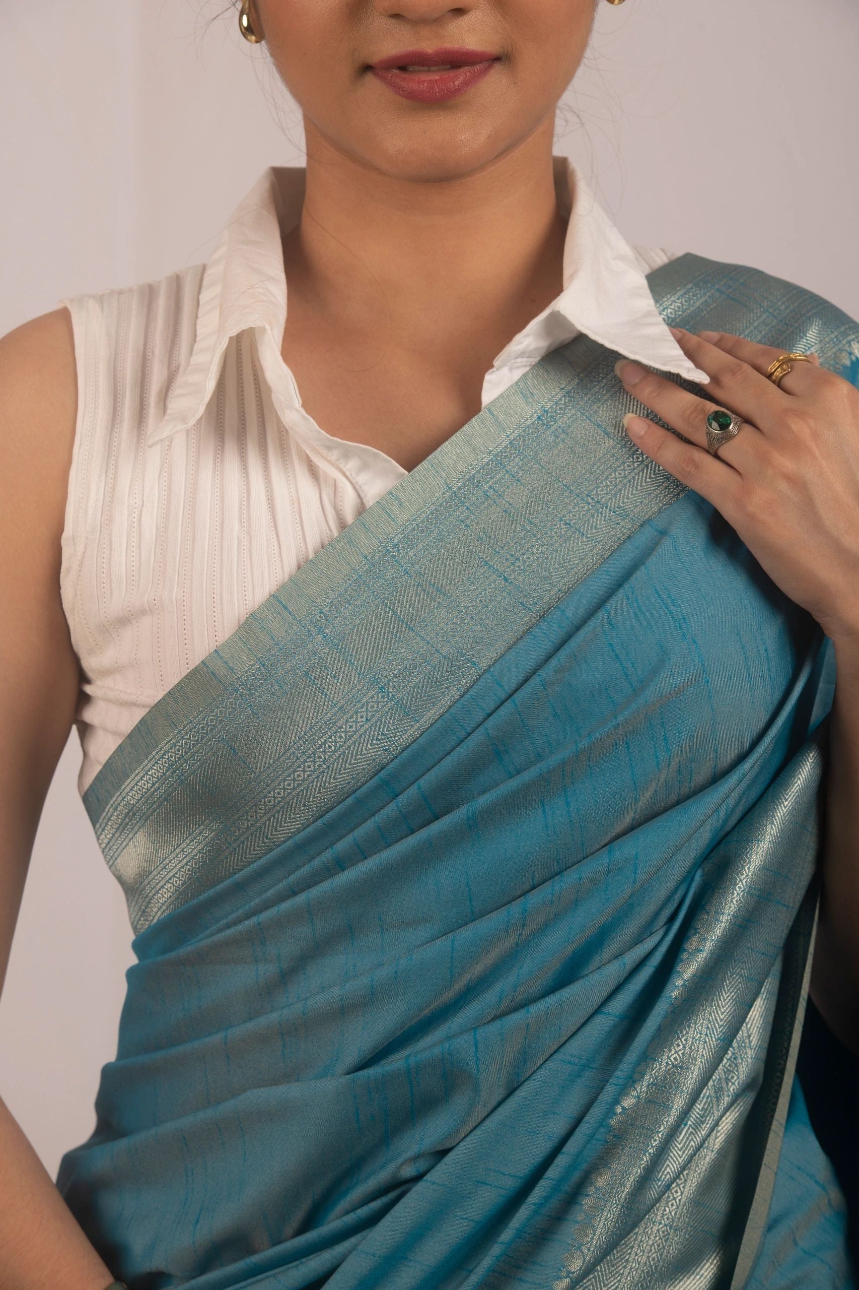 Minimalist Blue Tussar Silk