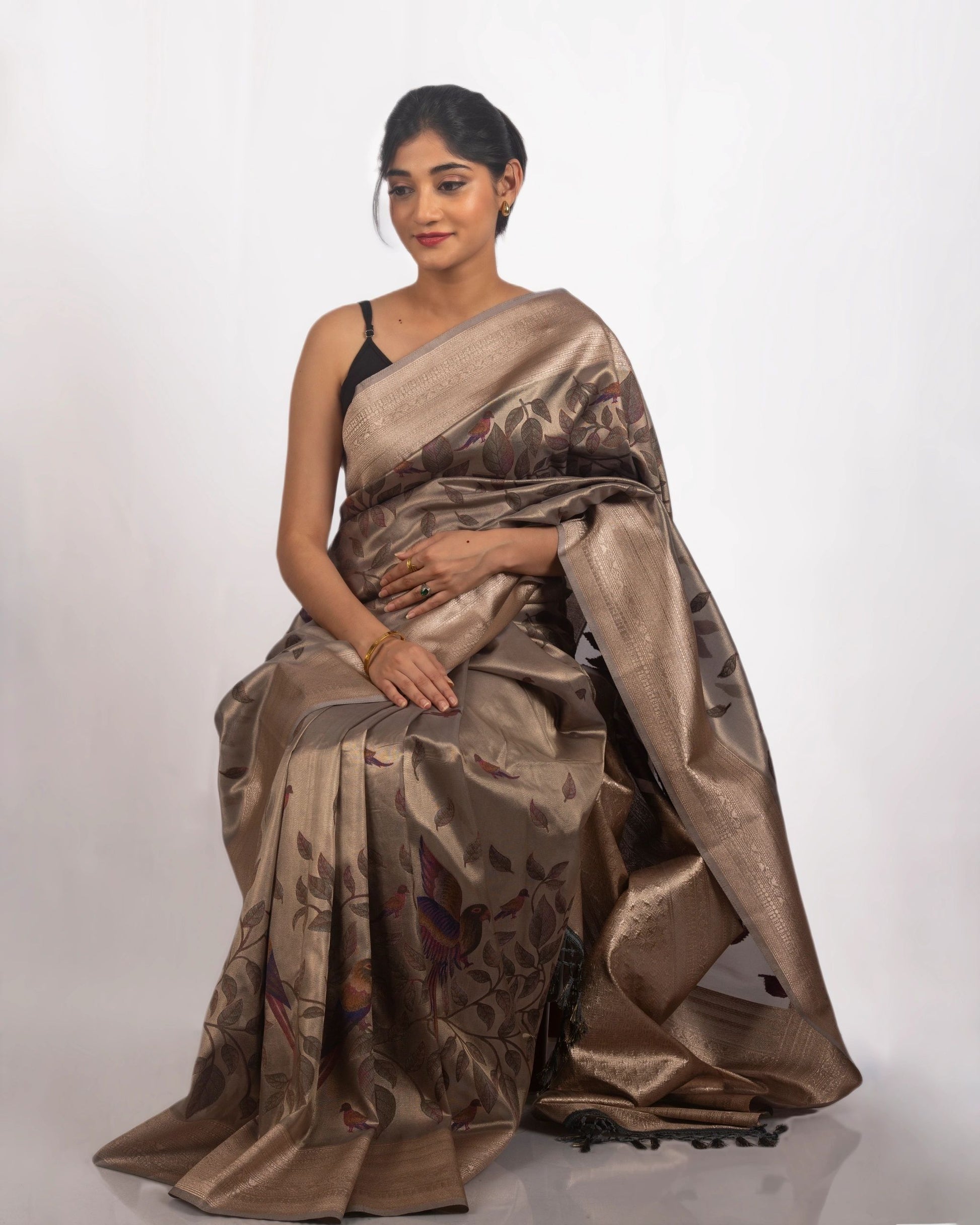 Metallic Brown Silk Saree