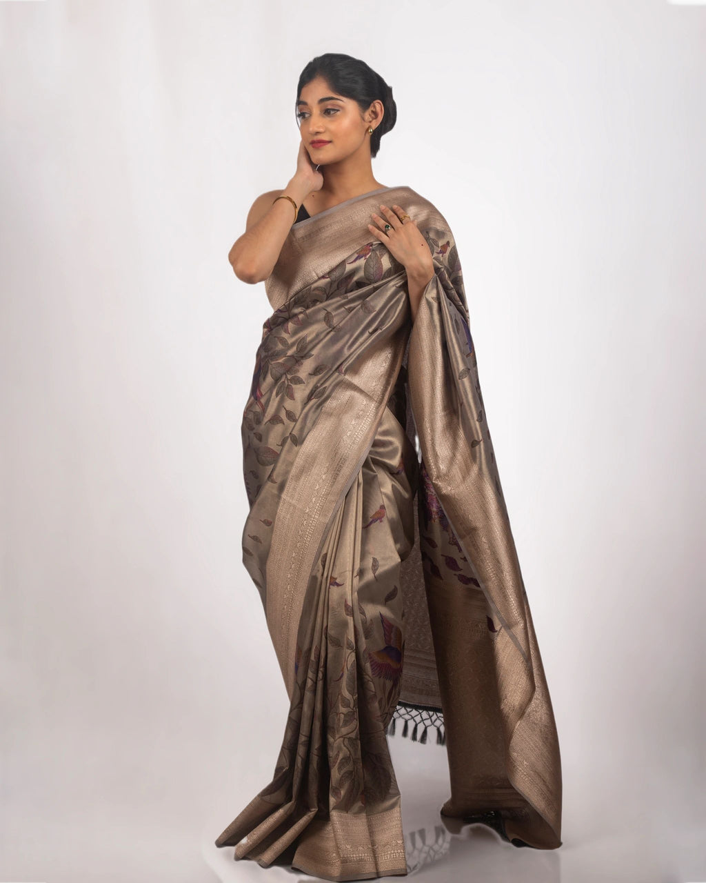 Metallic Brown Silk Saree