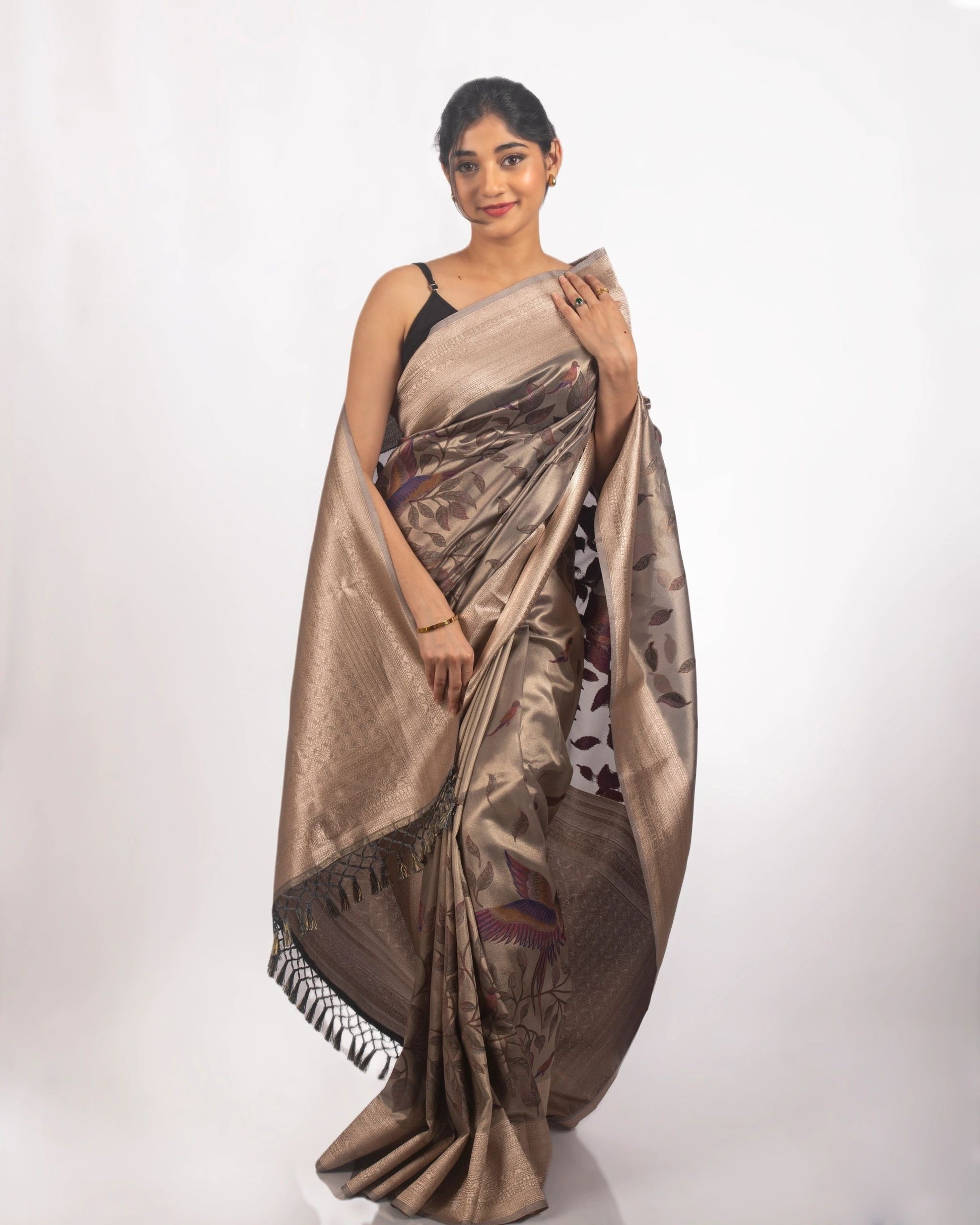 Metallic Brown Silk Saree