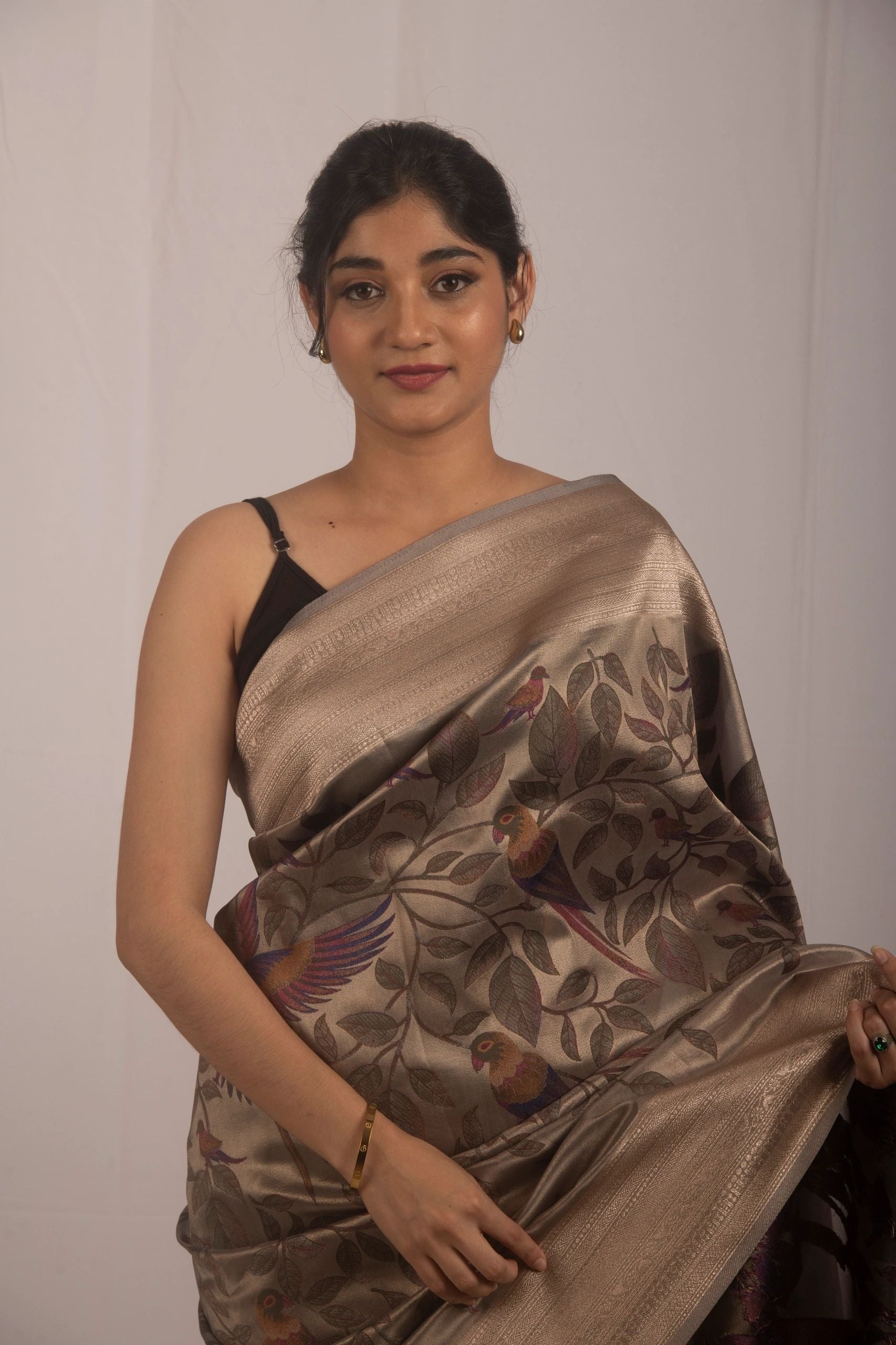 Metallic Brown Silk Saree
