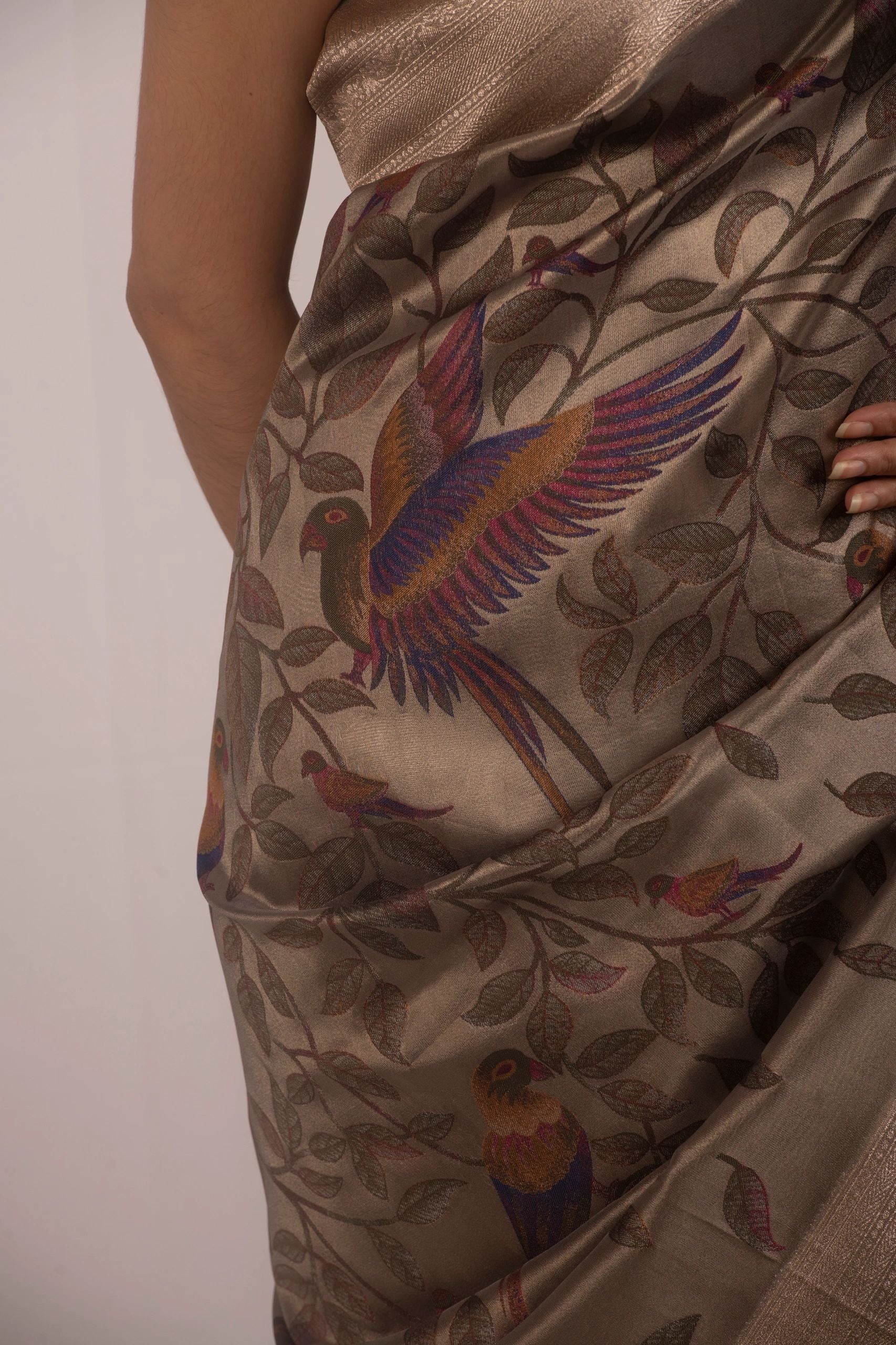 Metallic Brown Silk Saree