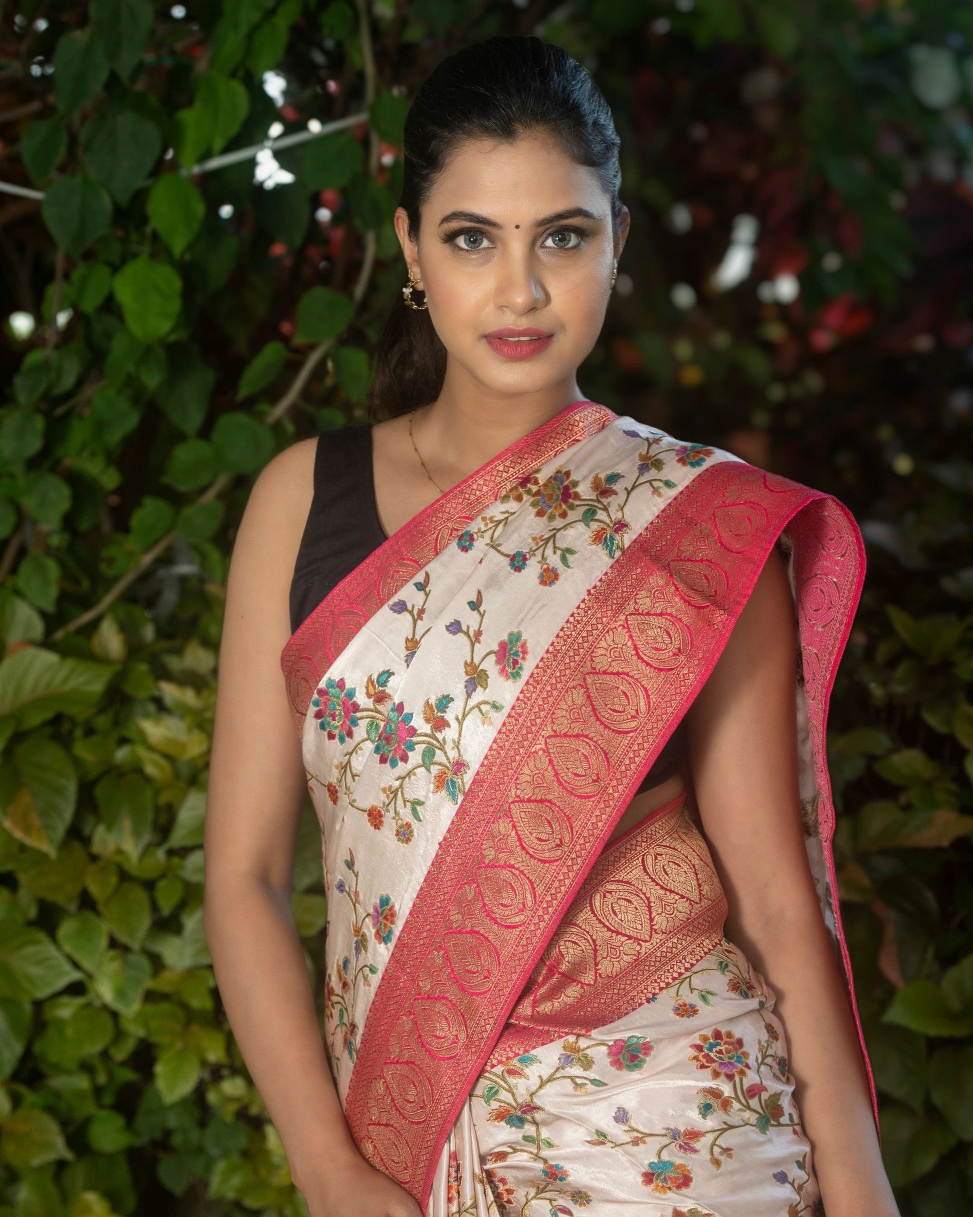White Modal Silk Saree