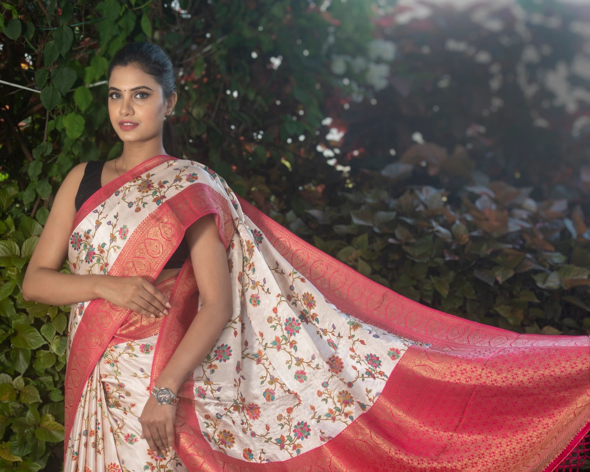 White Modal Silk Saree