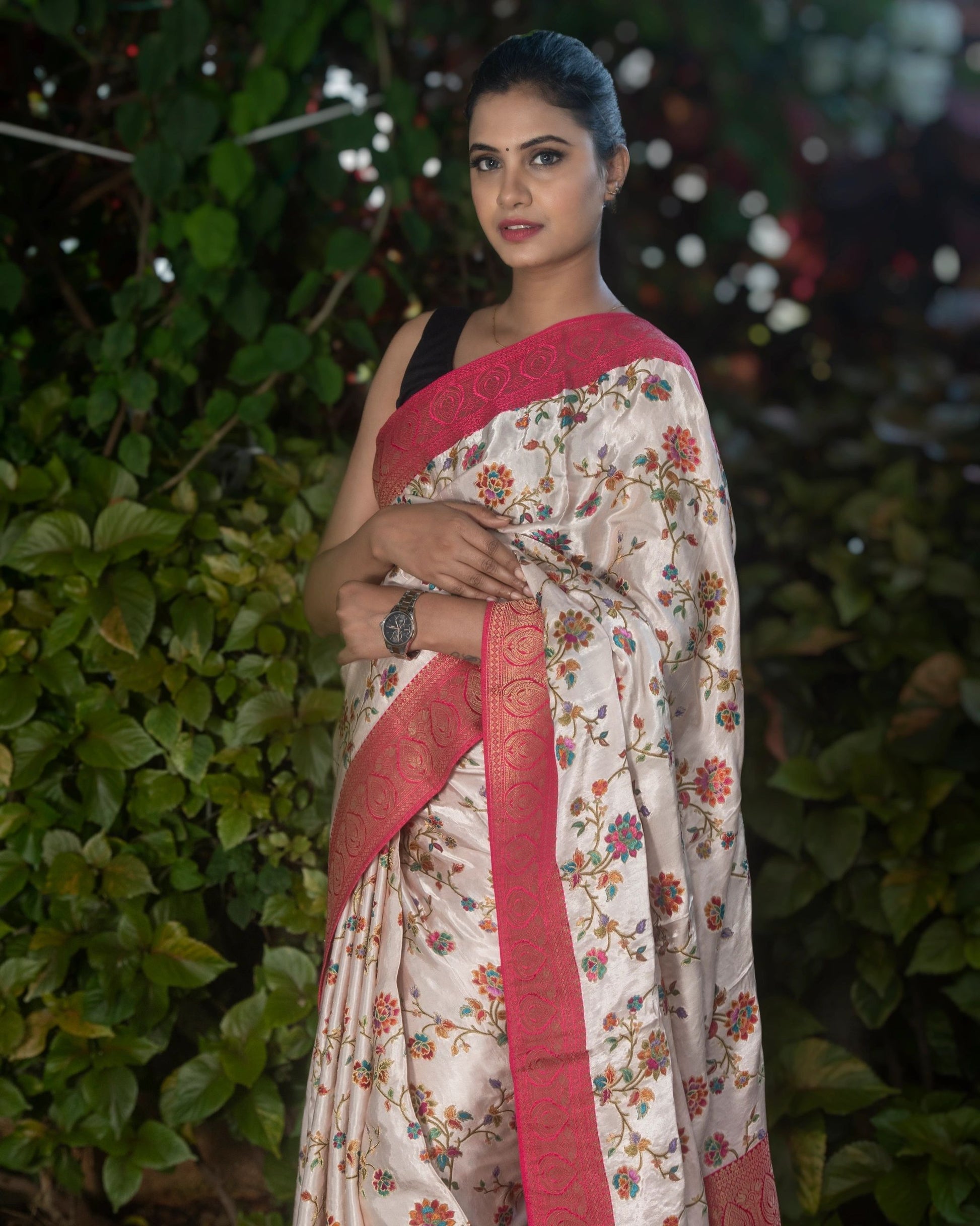 White Modal Silk Saree