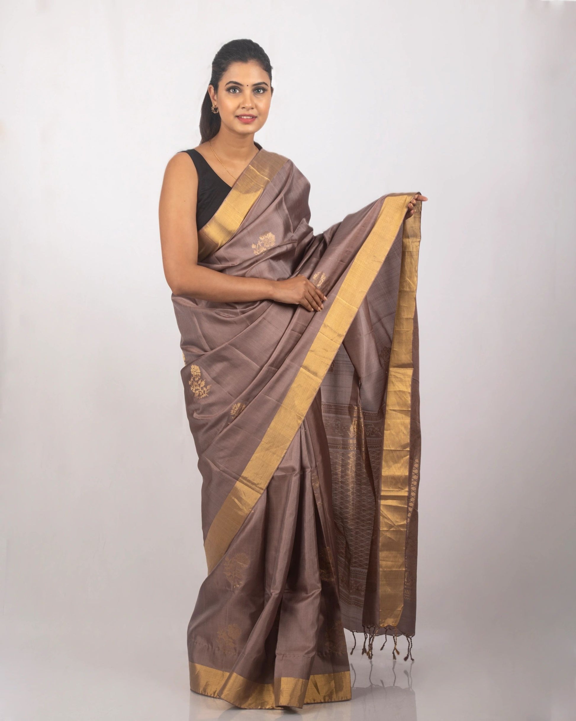 Monochrome Brown and Golden Saree