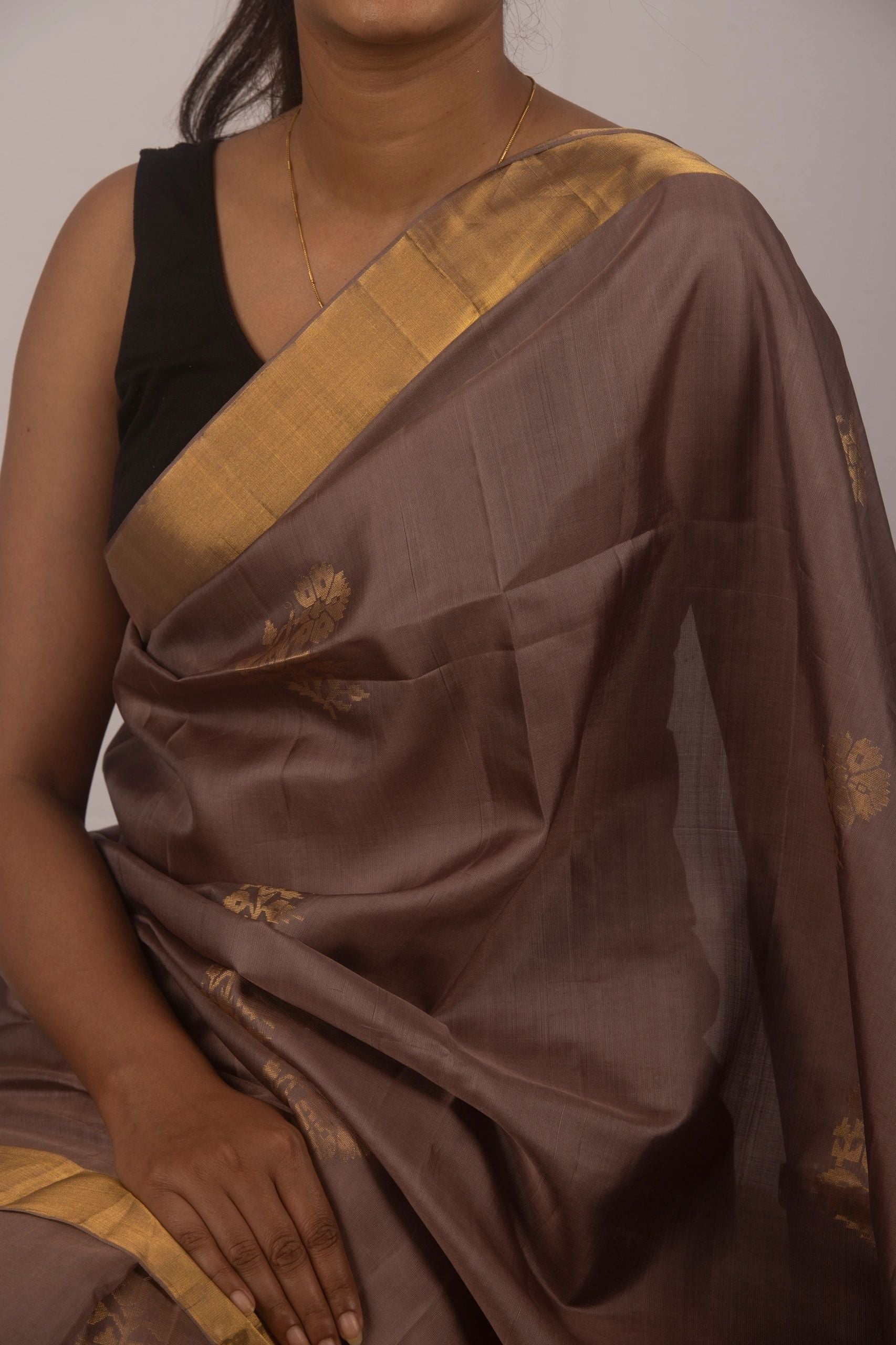 Monochrome Brown and Golden Saree
