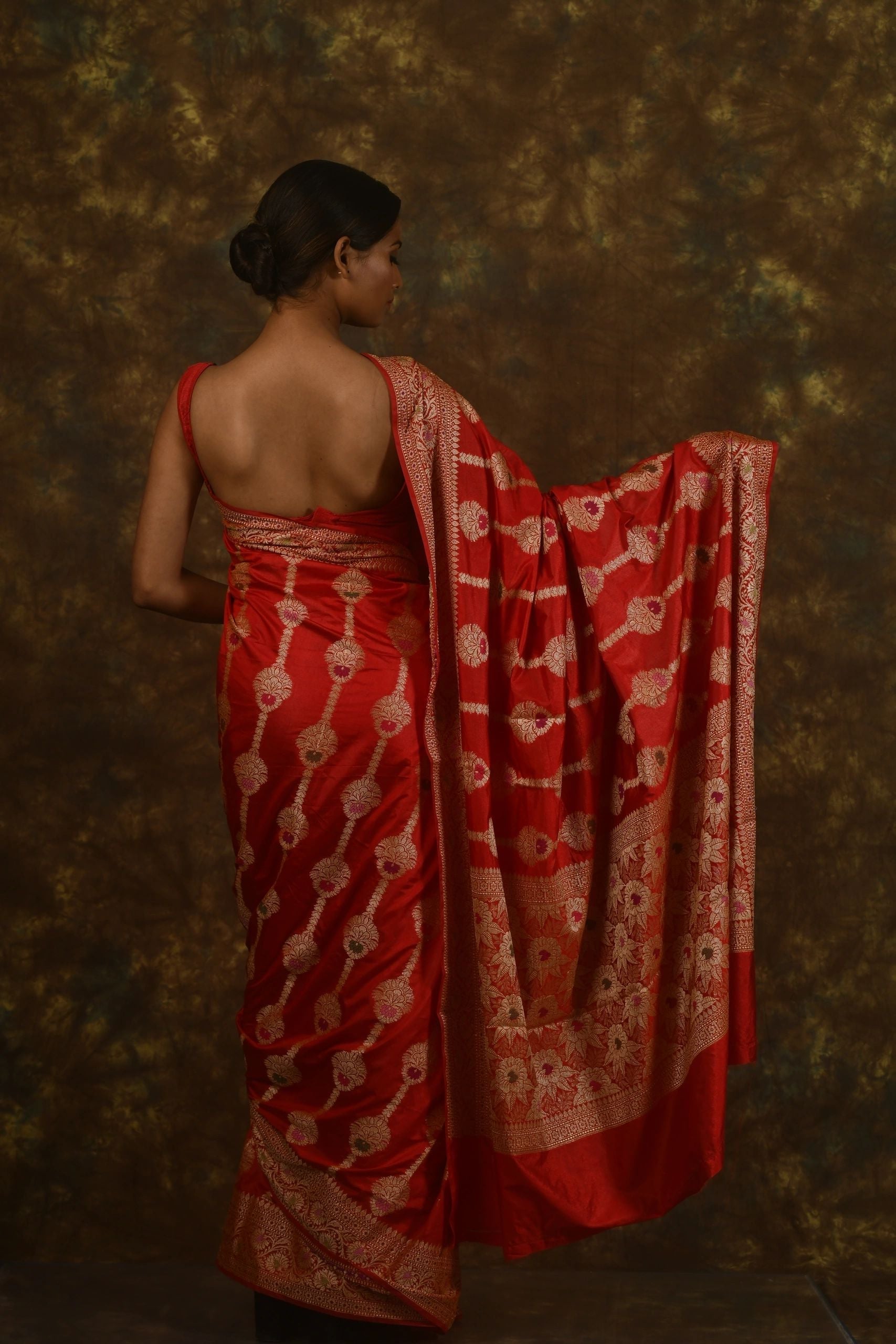 Red Tussar Georgette Handloom