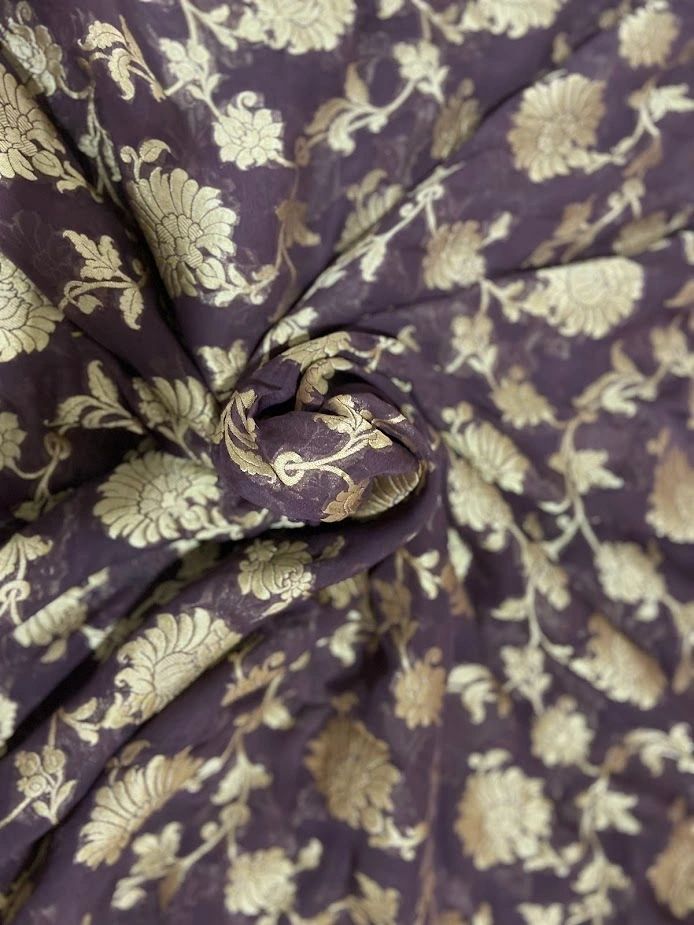 Brown Khaddi Georgette Handloom Saree