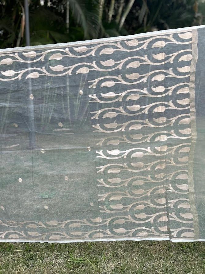 Organza Grey & Gold Saree