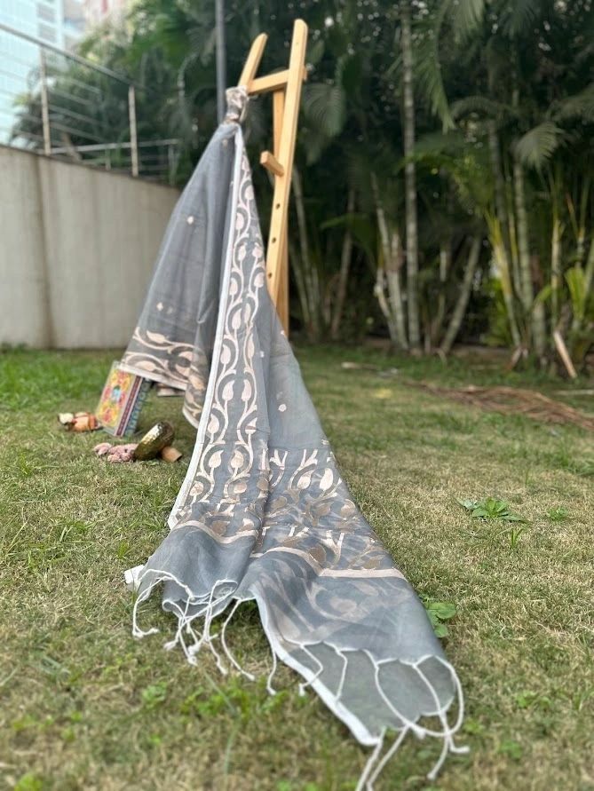 Organza Grey & Gold Saree