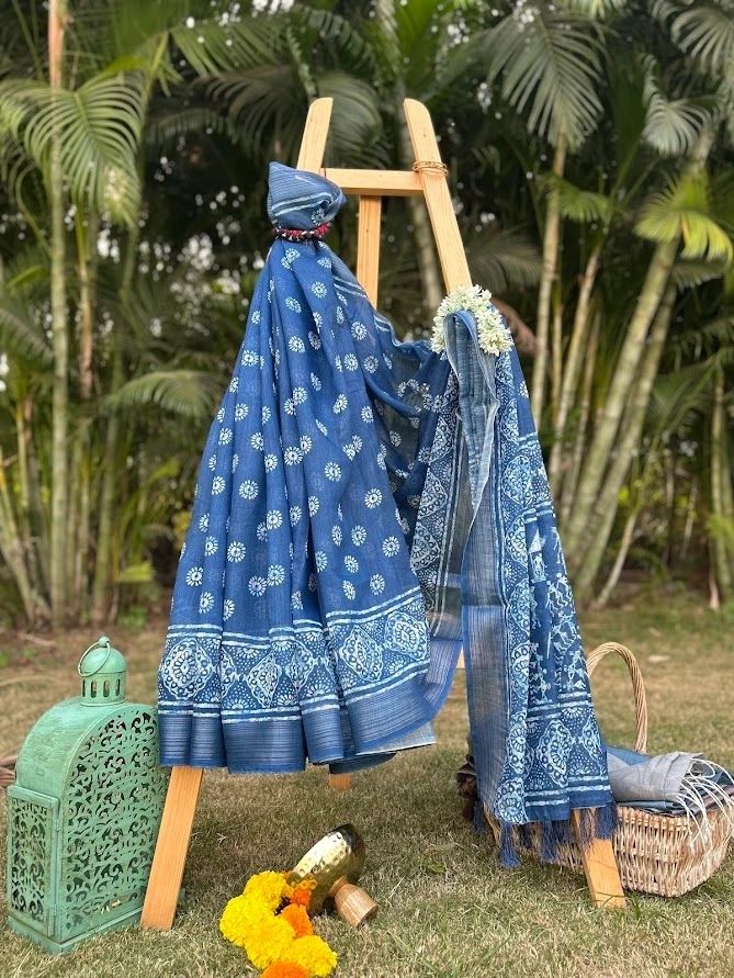 The most loved blue & silver cotton saree