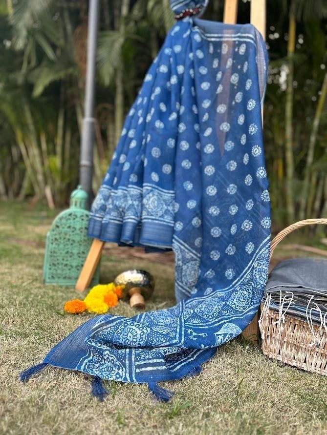 The most loved blue & silver cotton saree