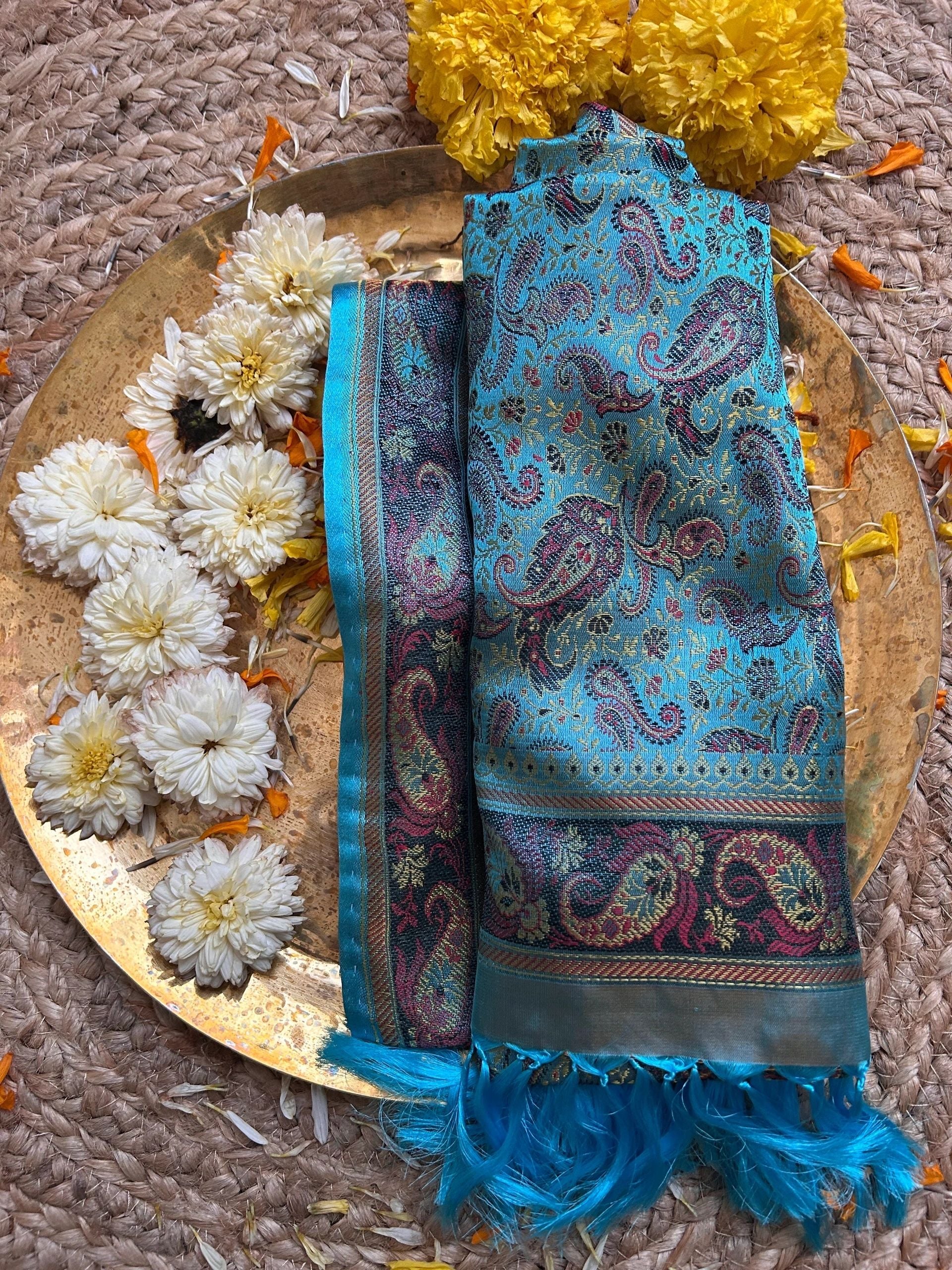 Rich blue with red and gold motifs stole