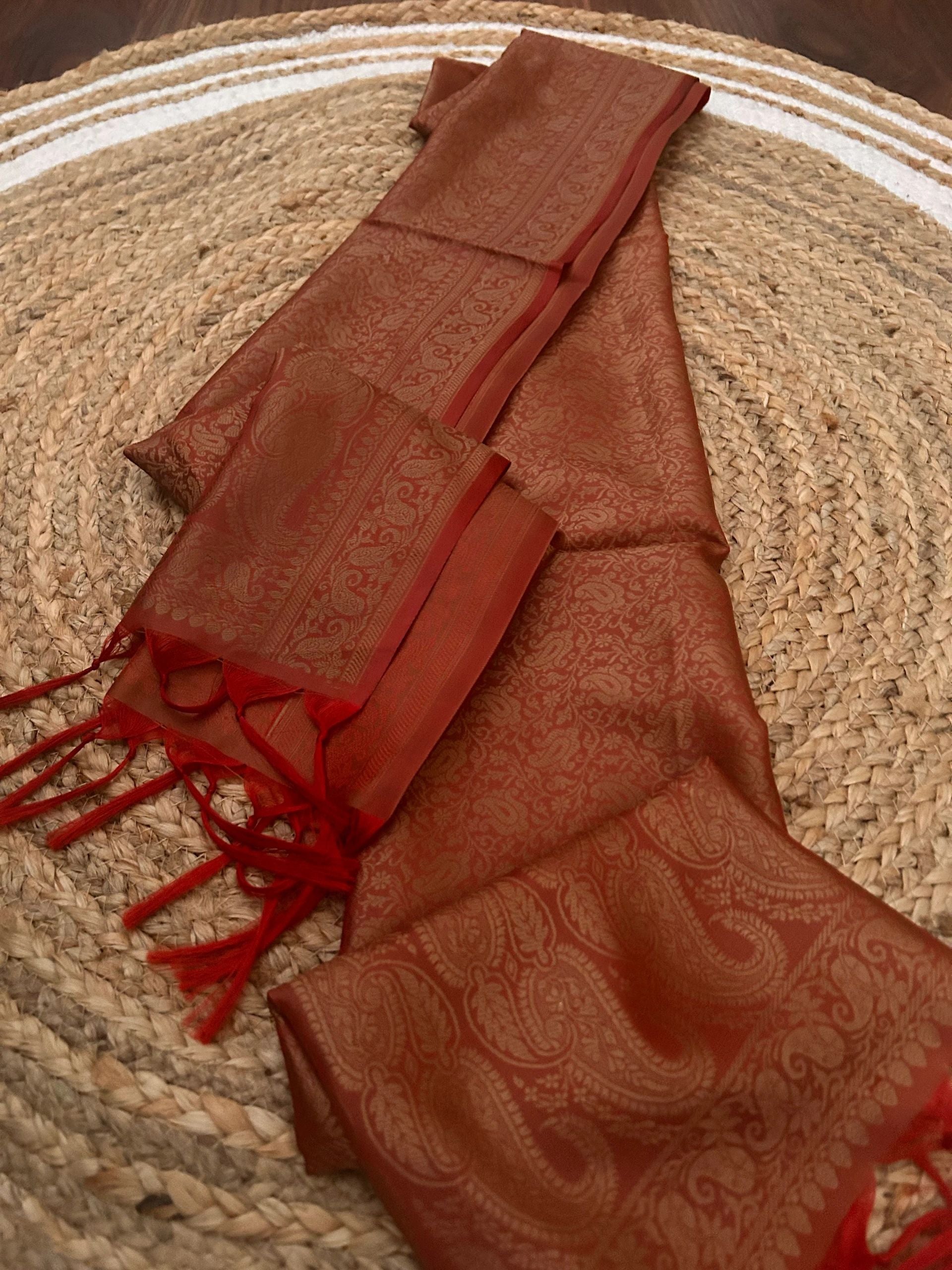 Subtle Mehroon and antique gold motifs stole