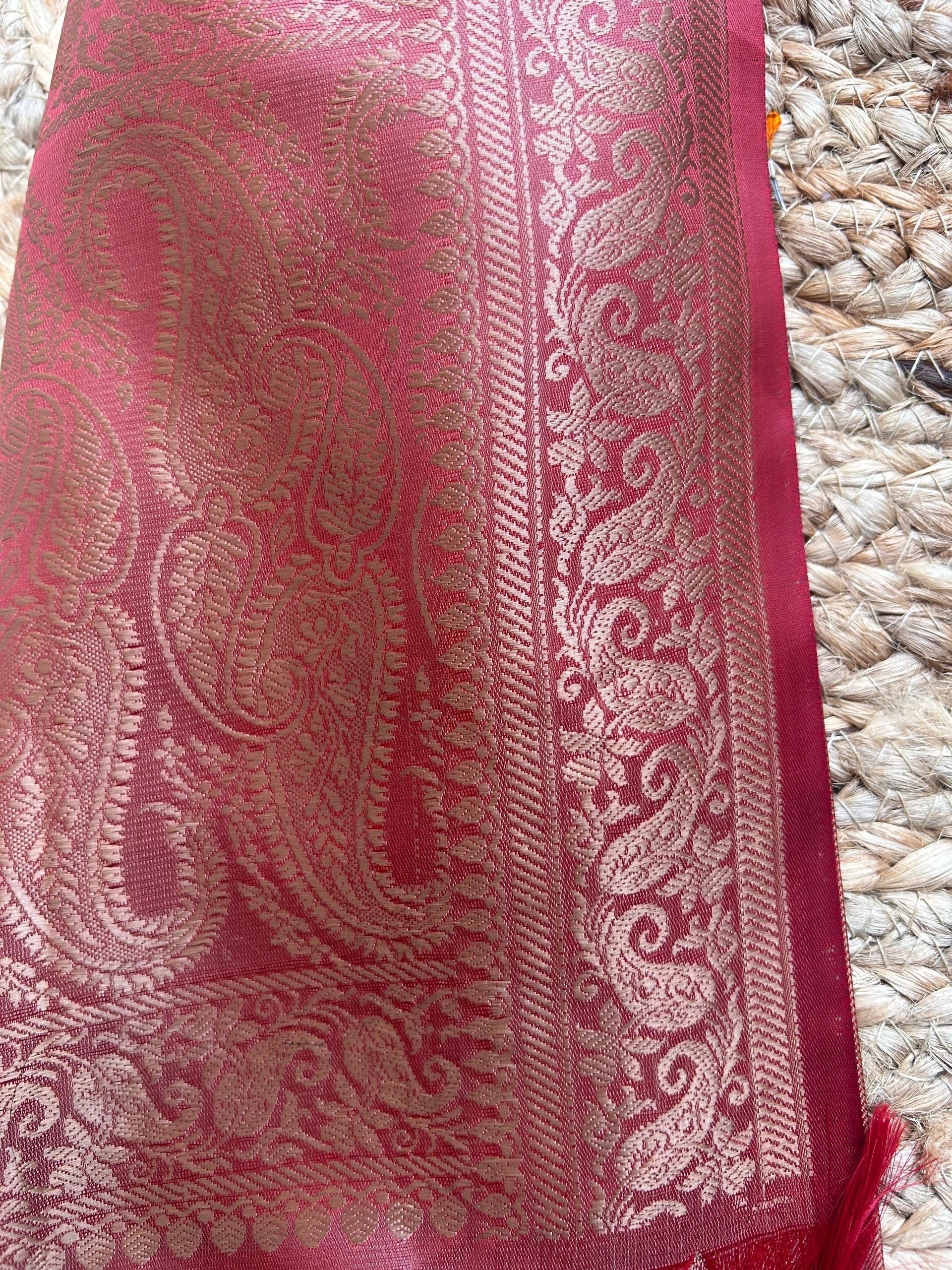 Subtle Mehroon and antique gold motifs stole