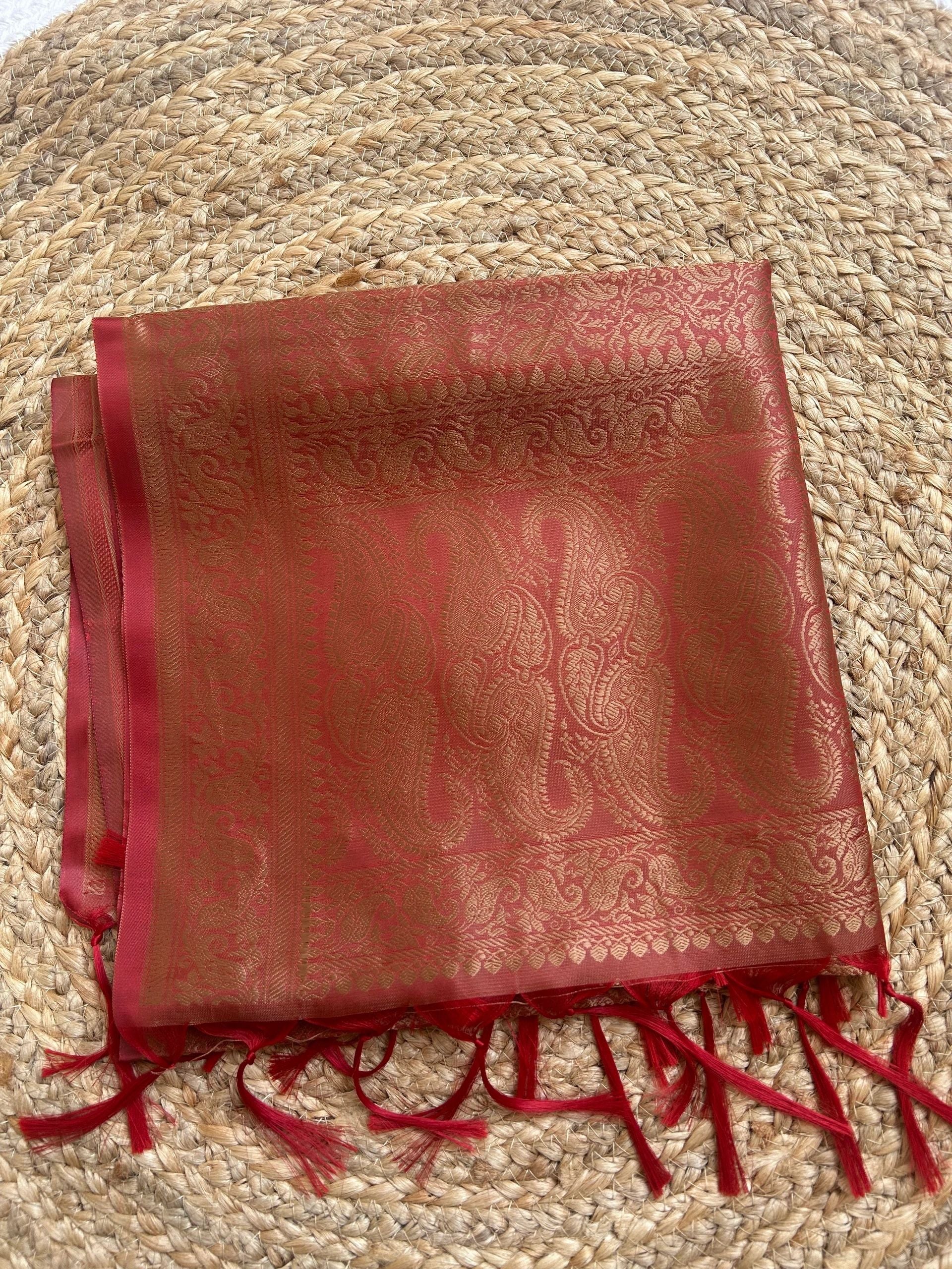 Subtle Mehroon and antique gold motifs stole