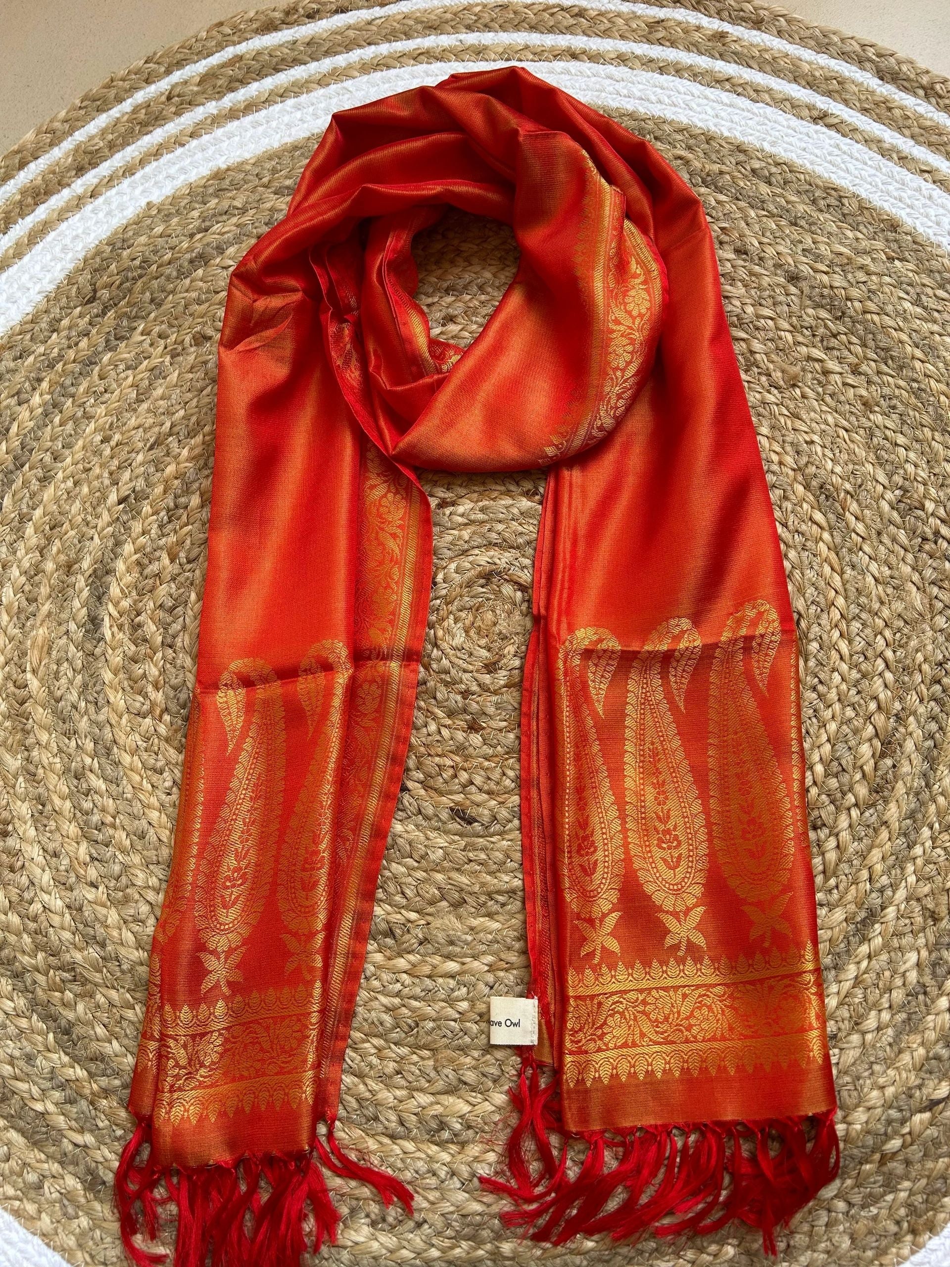 Orange with gold motifs stole